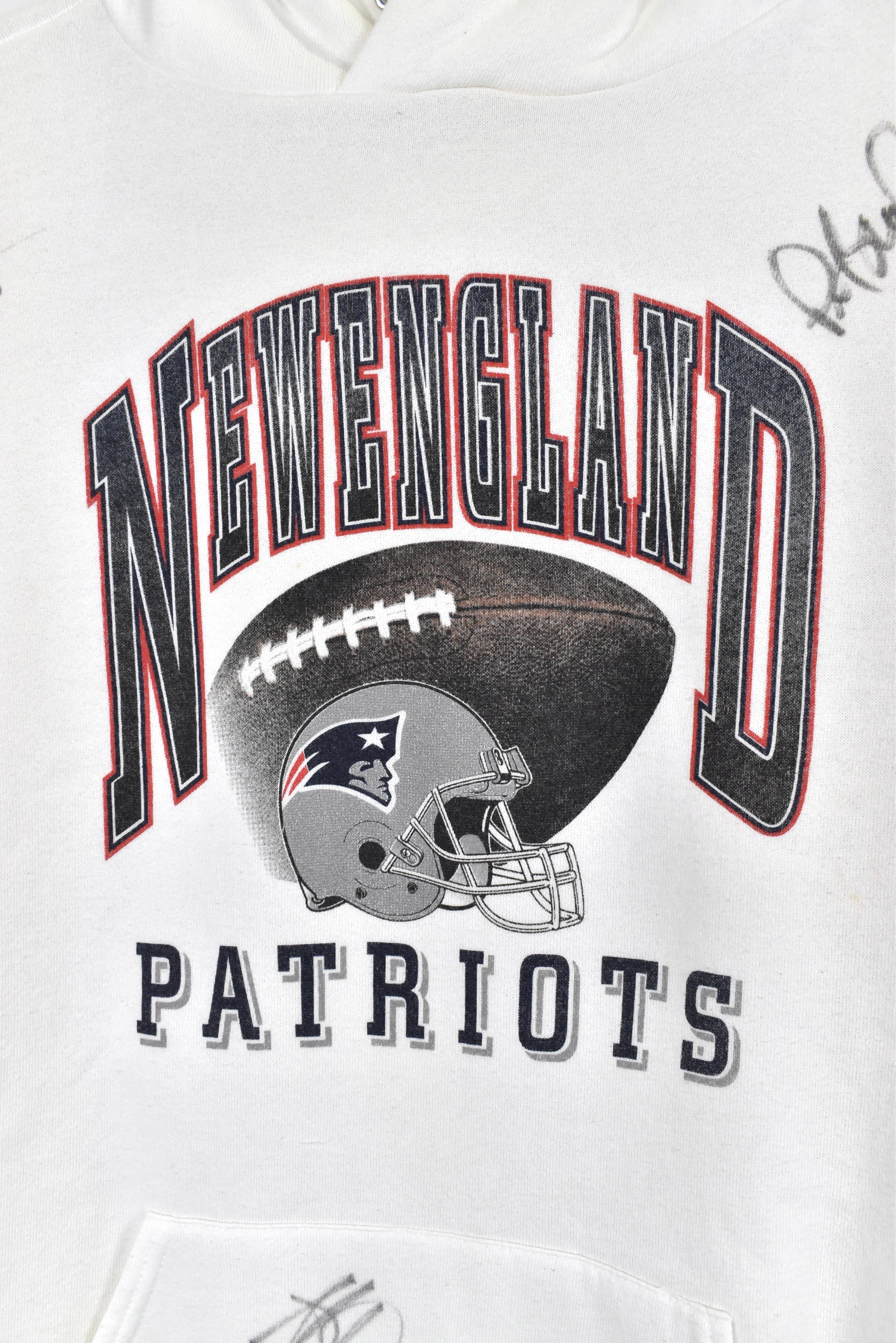 Vintage New England Patriots hoodie, NFL white sweatshirt - AU XL