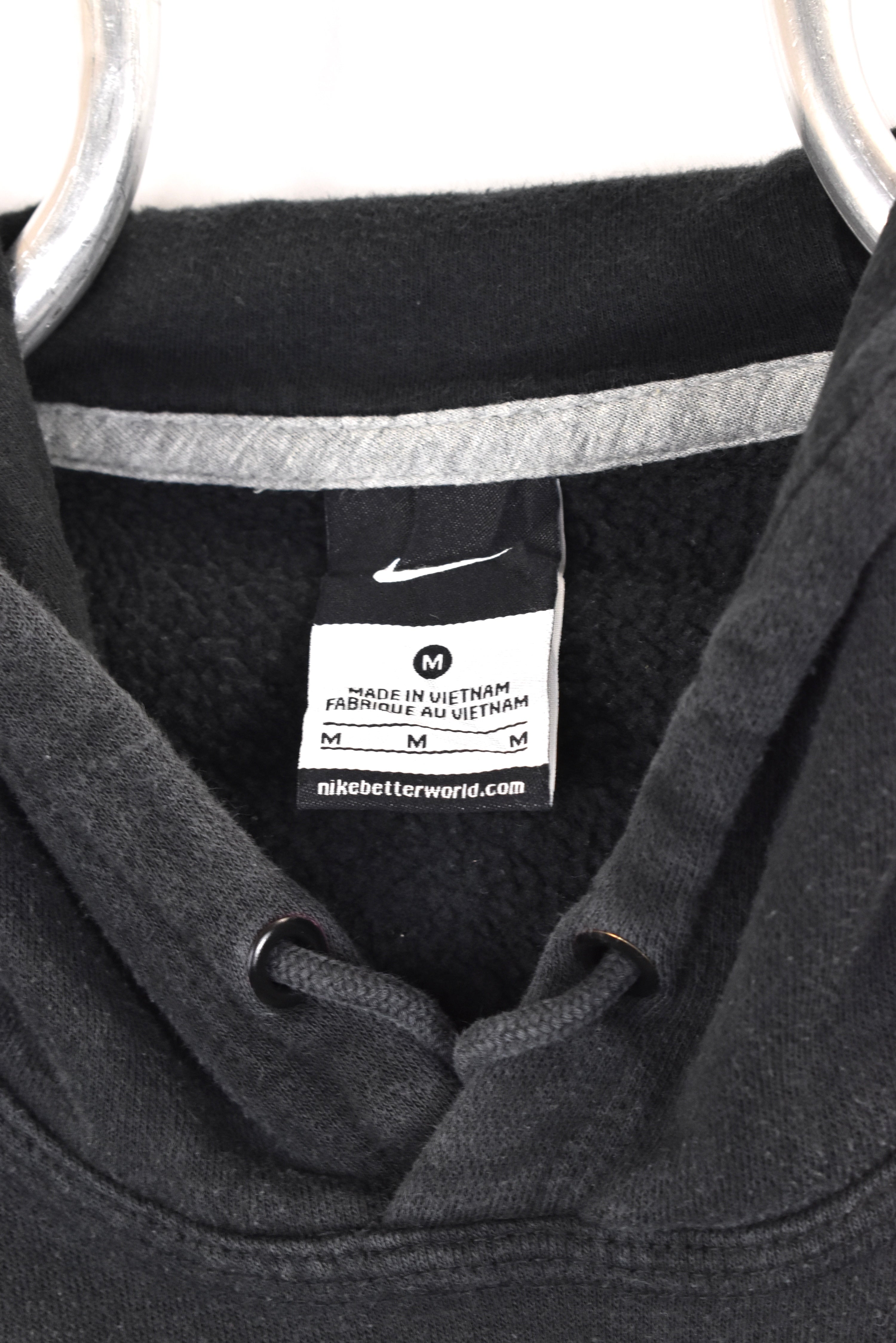 Vintage Nike hoodie, black embroidered sweatshirt - AU Medium NIKE