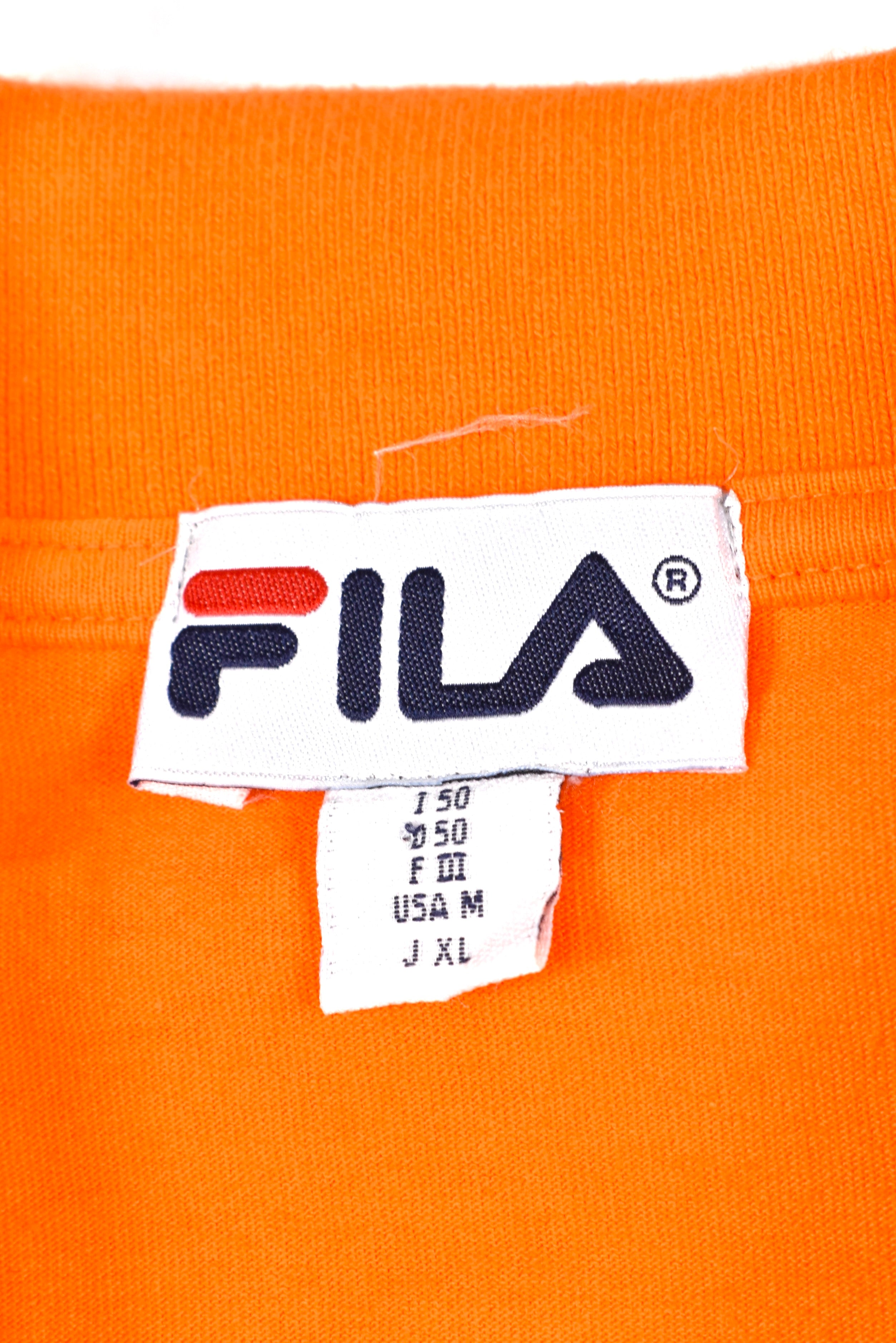 Vintage Fila polo shirt, orange long sleeve embroidered tee - AU XL FILA