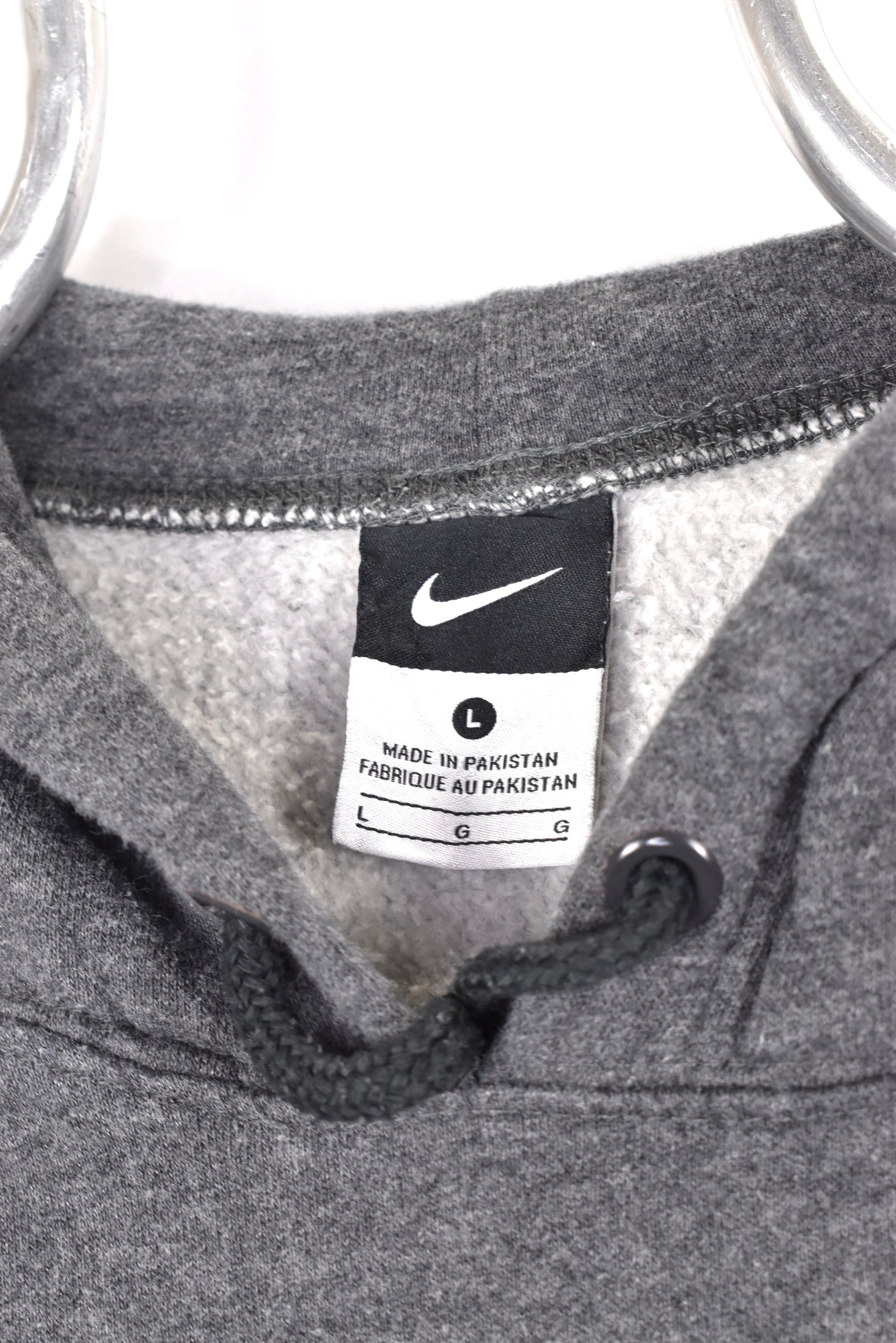 Vintage Nike hoodie, grey embroidered sweatshirt - AU Large NIKE
