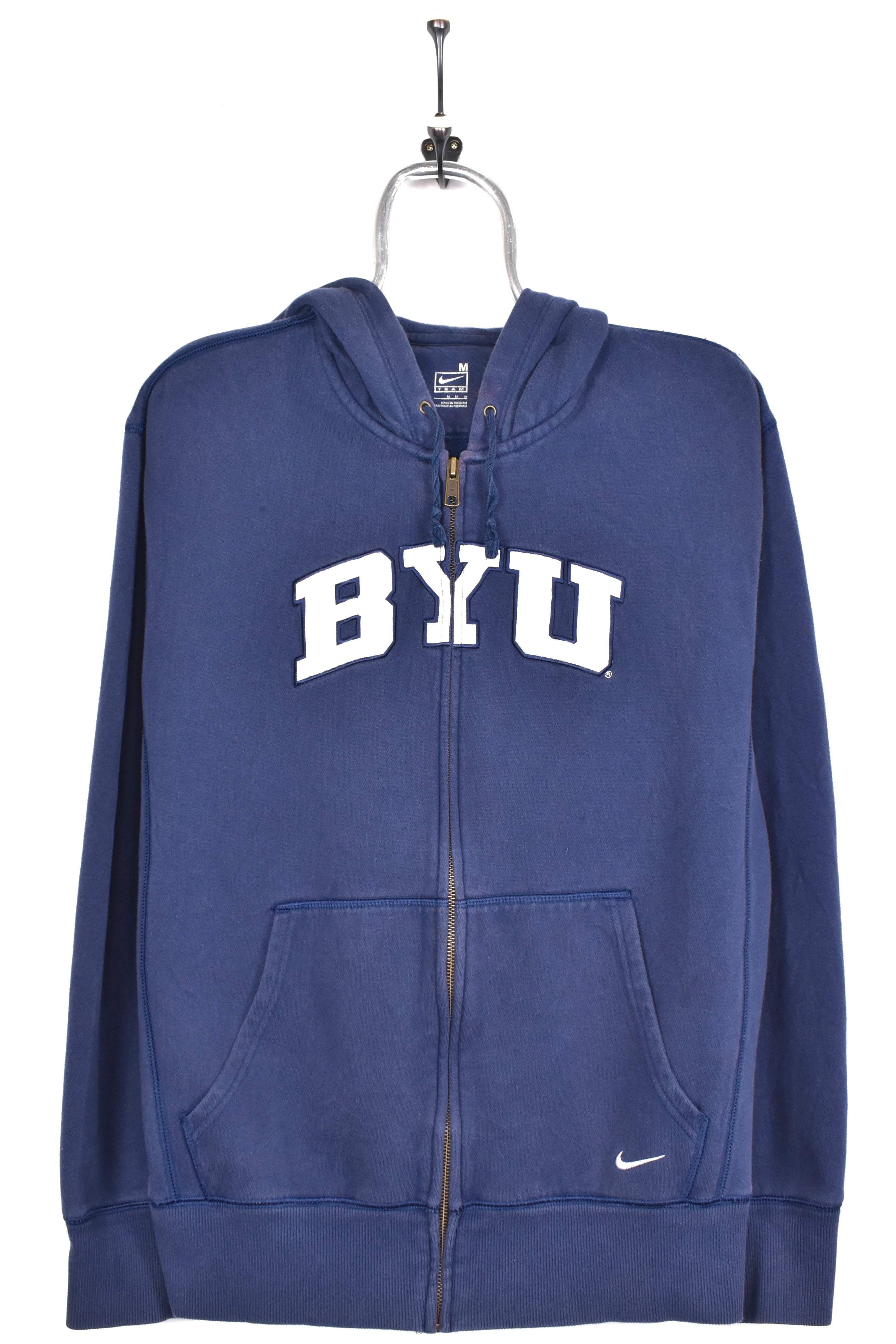 Vintage BYU hoodie, navy blue embroidered sweatshirt - AU Medium COLLEGE