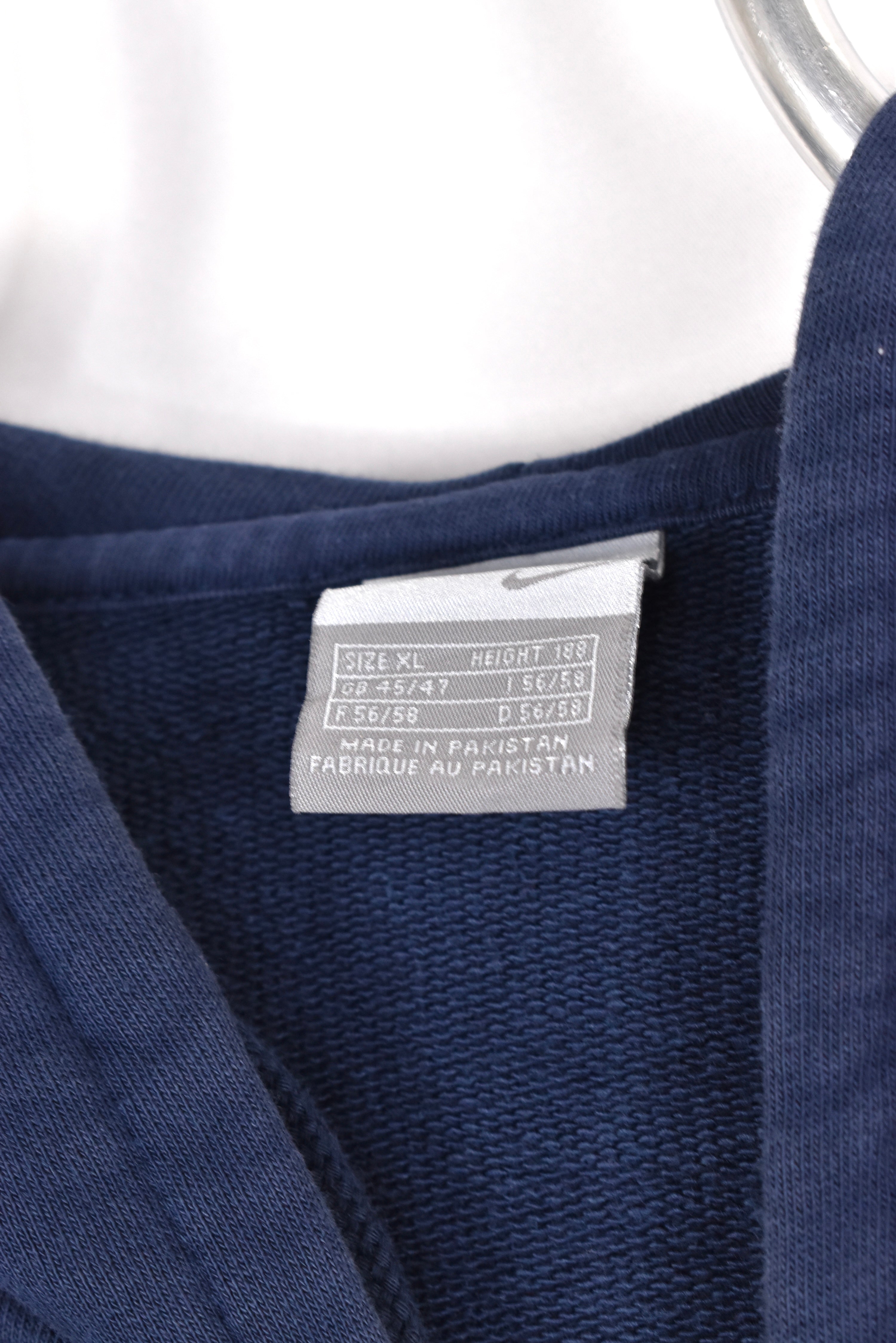 Vintage Nike hoodie, navy blue embroidered sweatshirt - AU XL NIKE