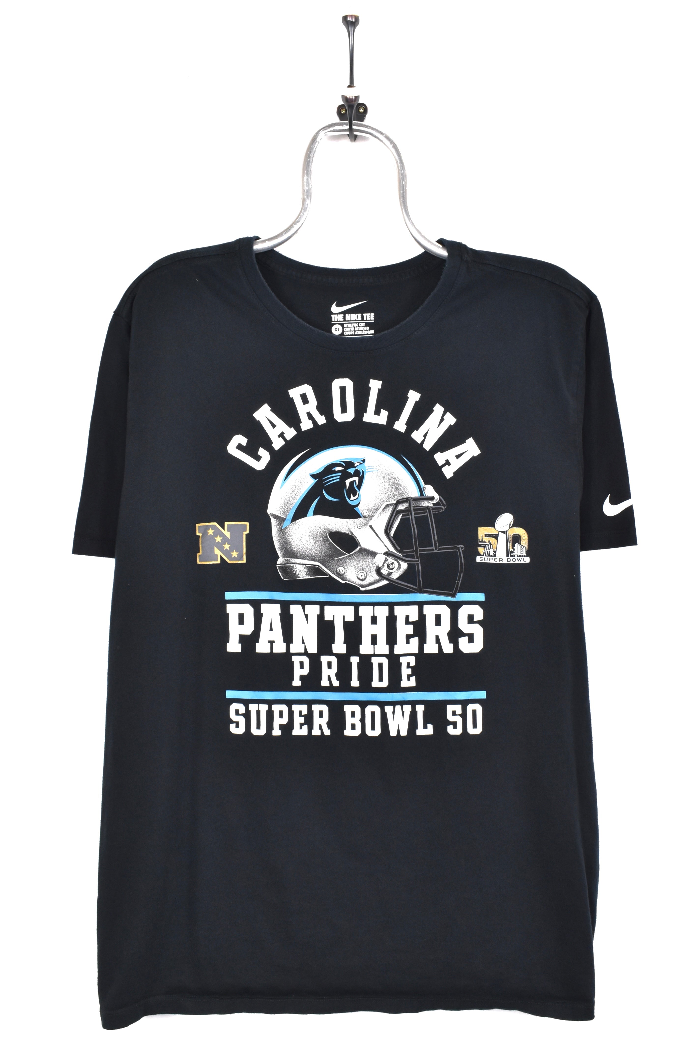 Modern Carolina Panthers shirt, NFL Superbowl black graphic tee - AU Large PRO SPORT