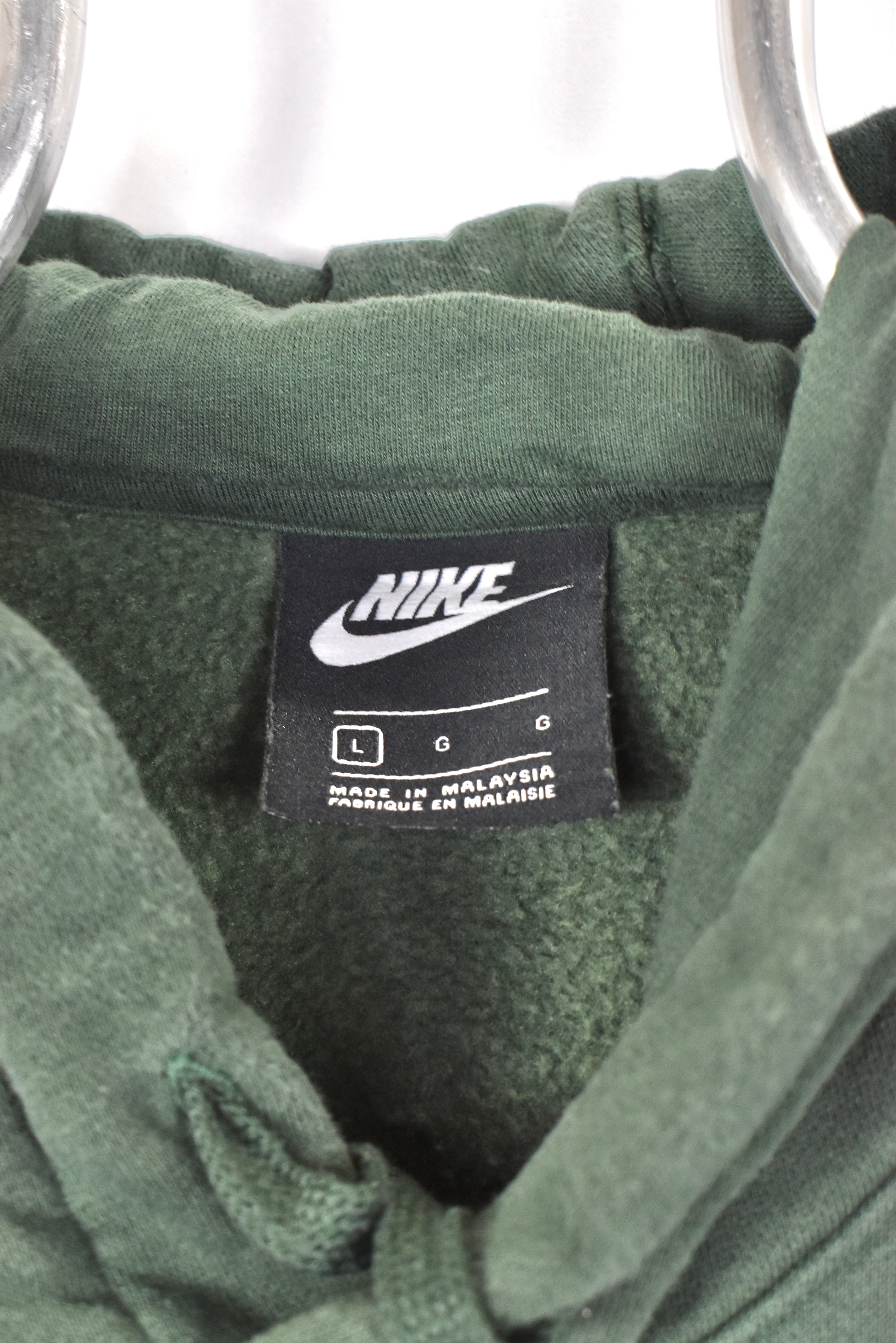 Vintage Nike hoodie, green embroidered sweatshirt - AU Large NIKE