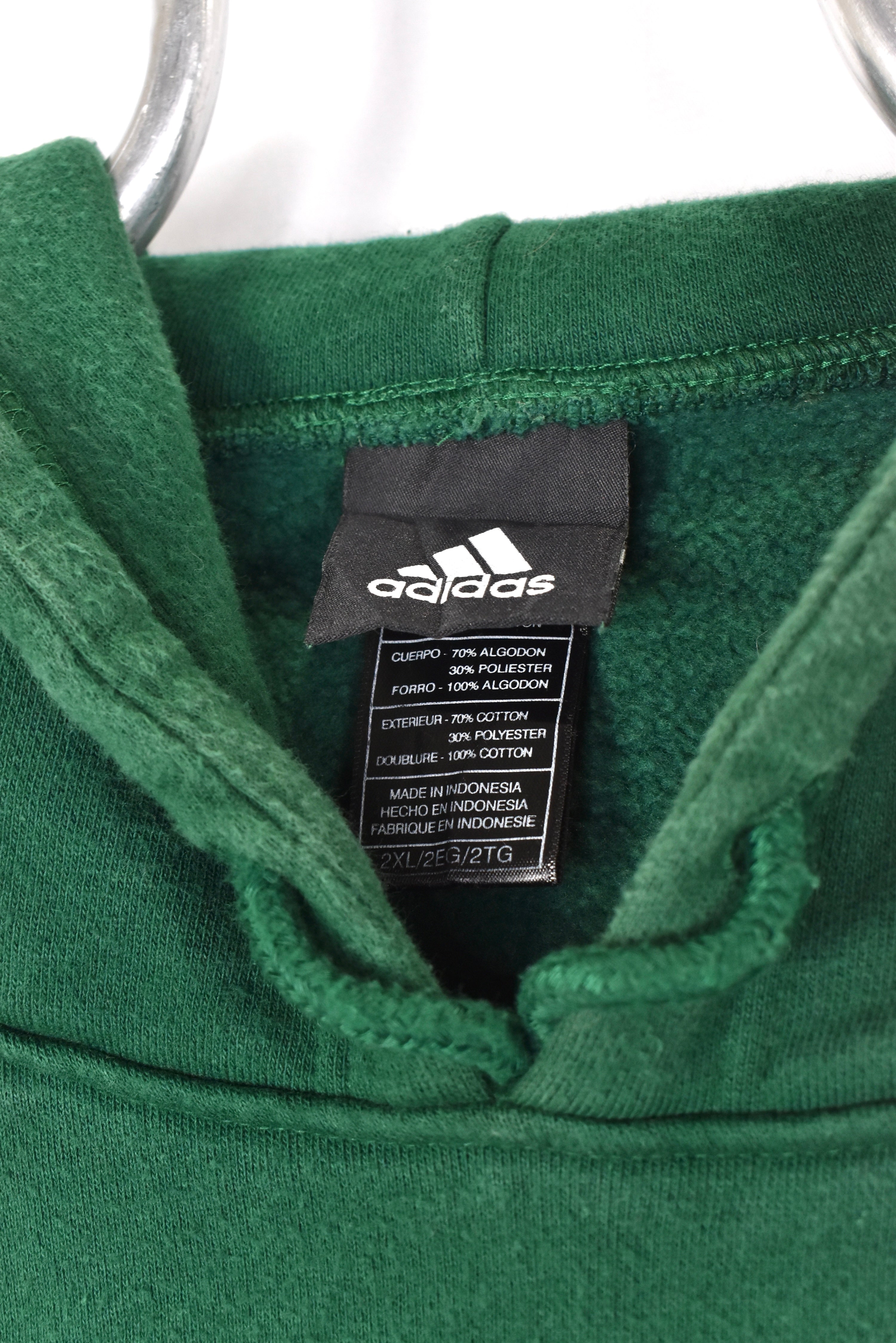 Vintage Adidas hoodie, green embroidered sweatshirt - AU XXL ADIDAS