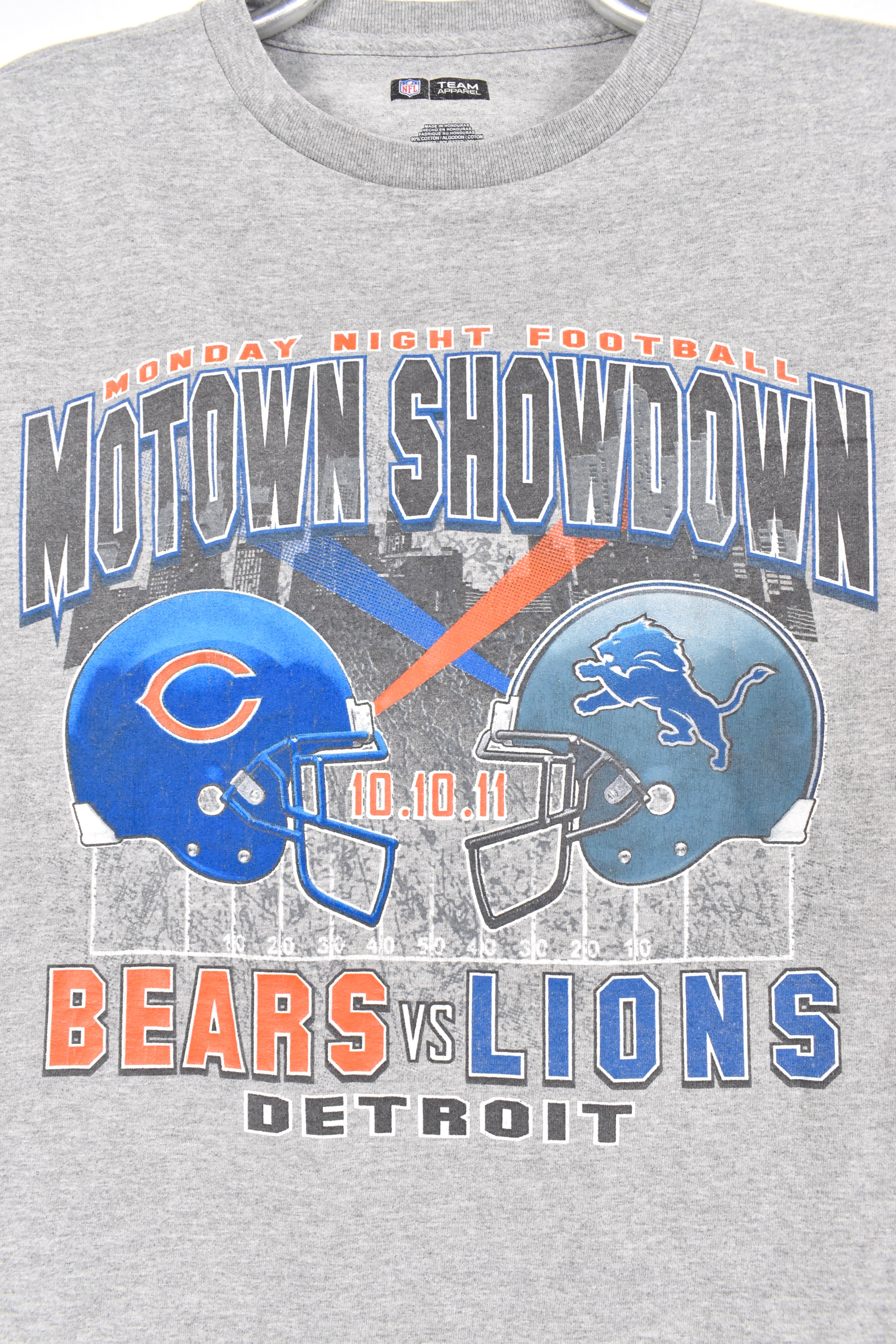 Modern Bears / Lions shirt, 2011 NFL grey graphic tee - AU Large PRO SPORT