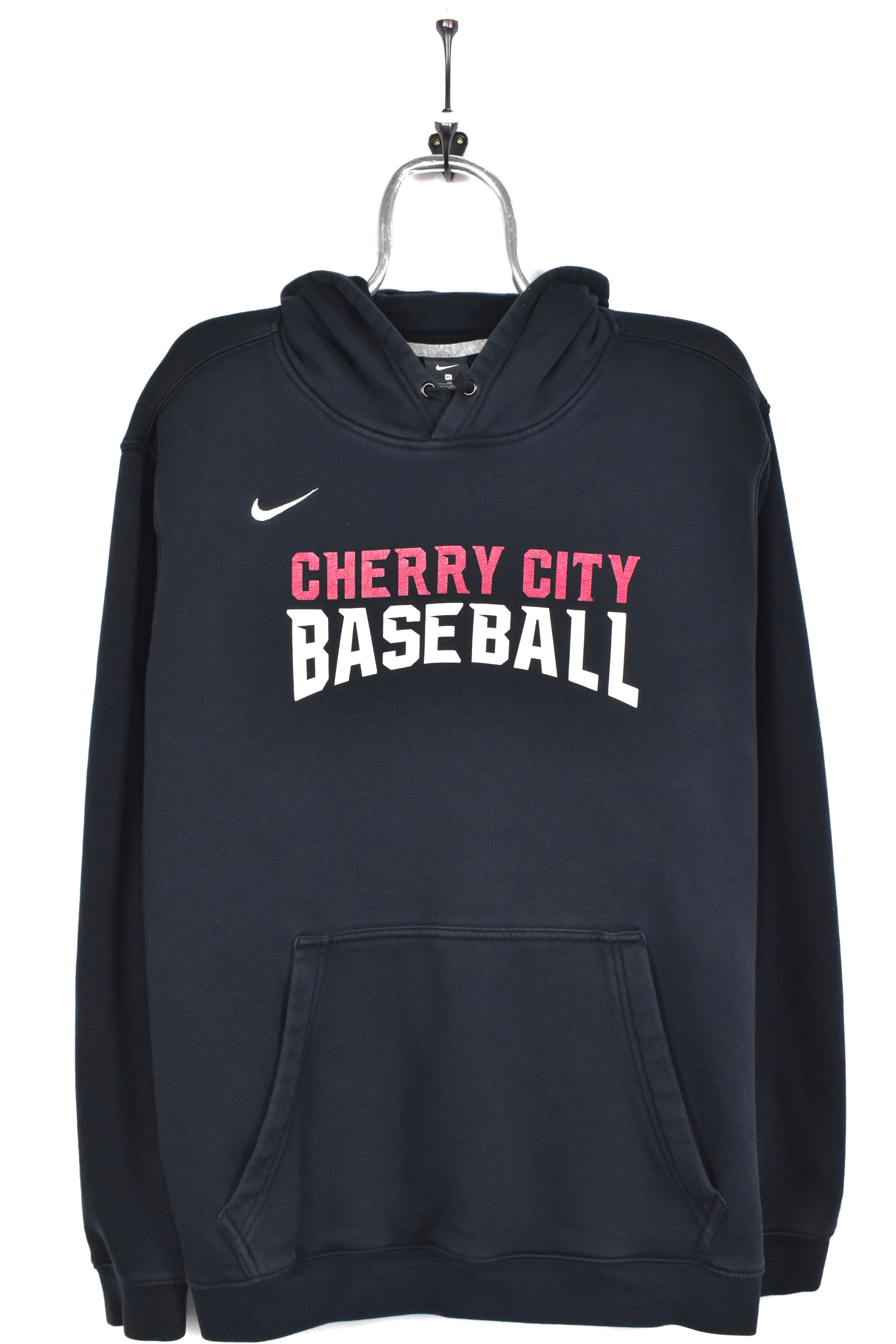 Vintage Cherry City hoodie, Black baseball graphic sweatshirt - AU XL PRO SPORT