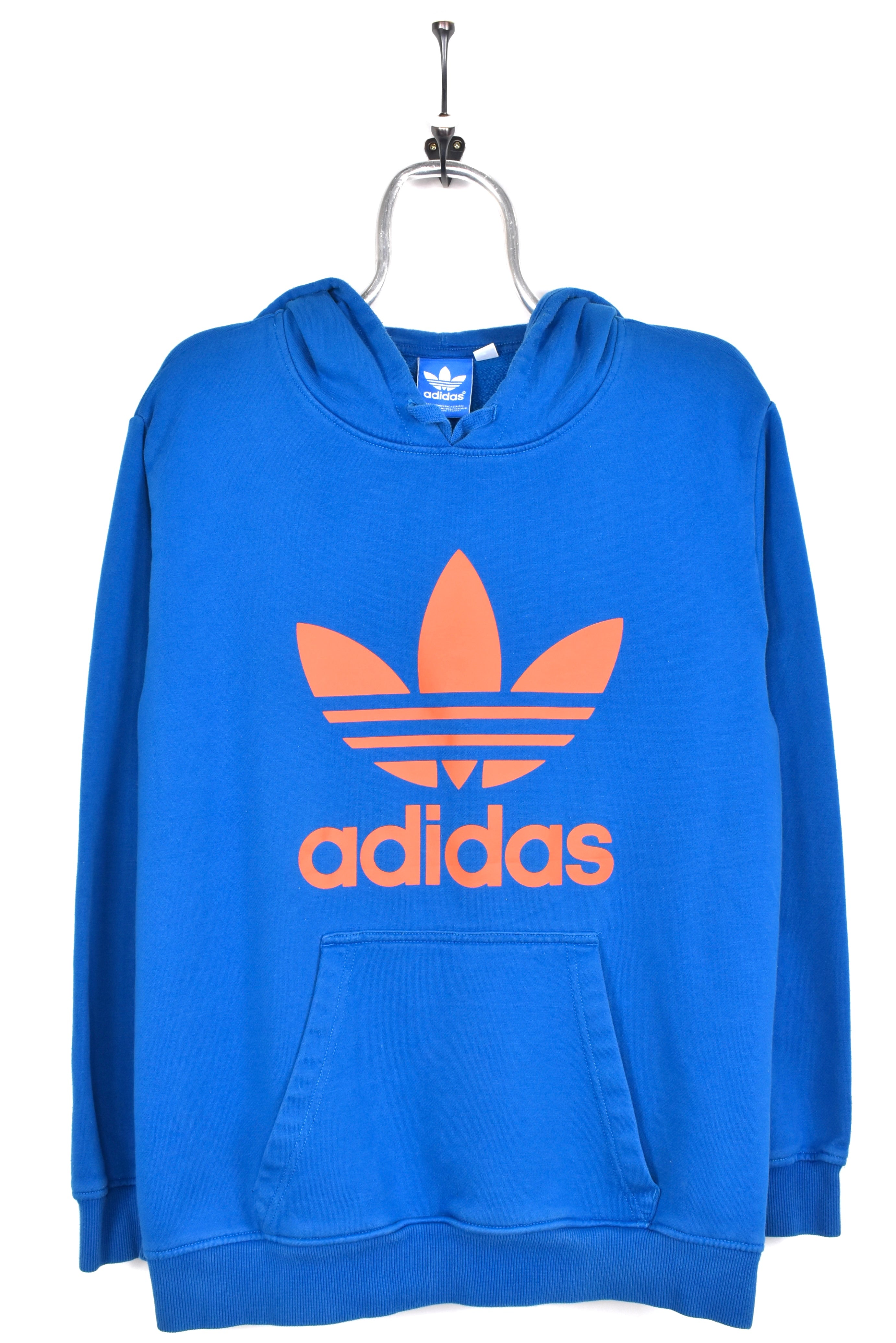 Modern Adidas hoodie, blue graphic sweatshirt - AU Large ADIDAS