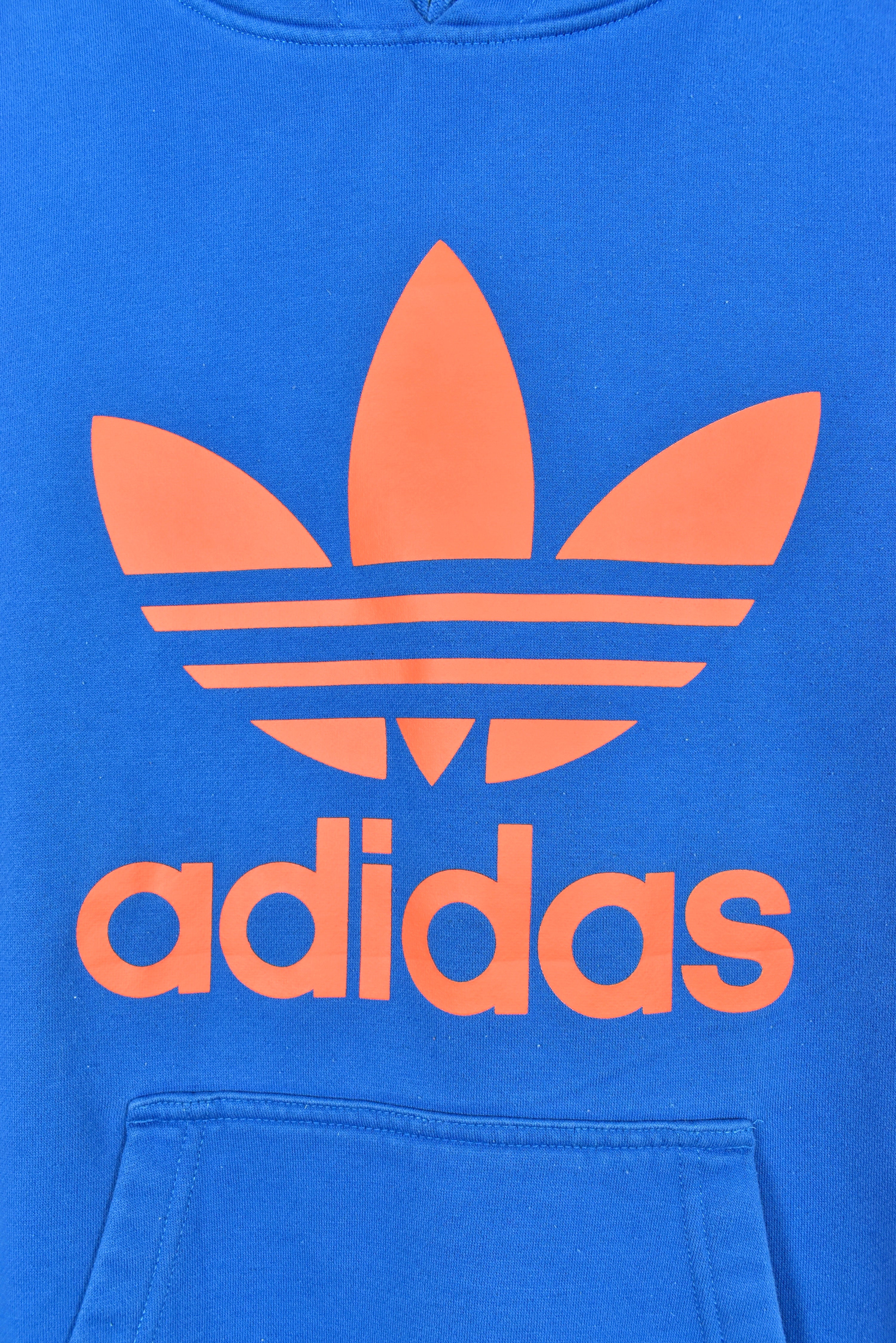 Modern Adidas hoodie, blue graphic sweatshirt - AU Large ADIDAS