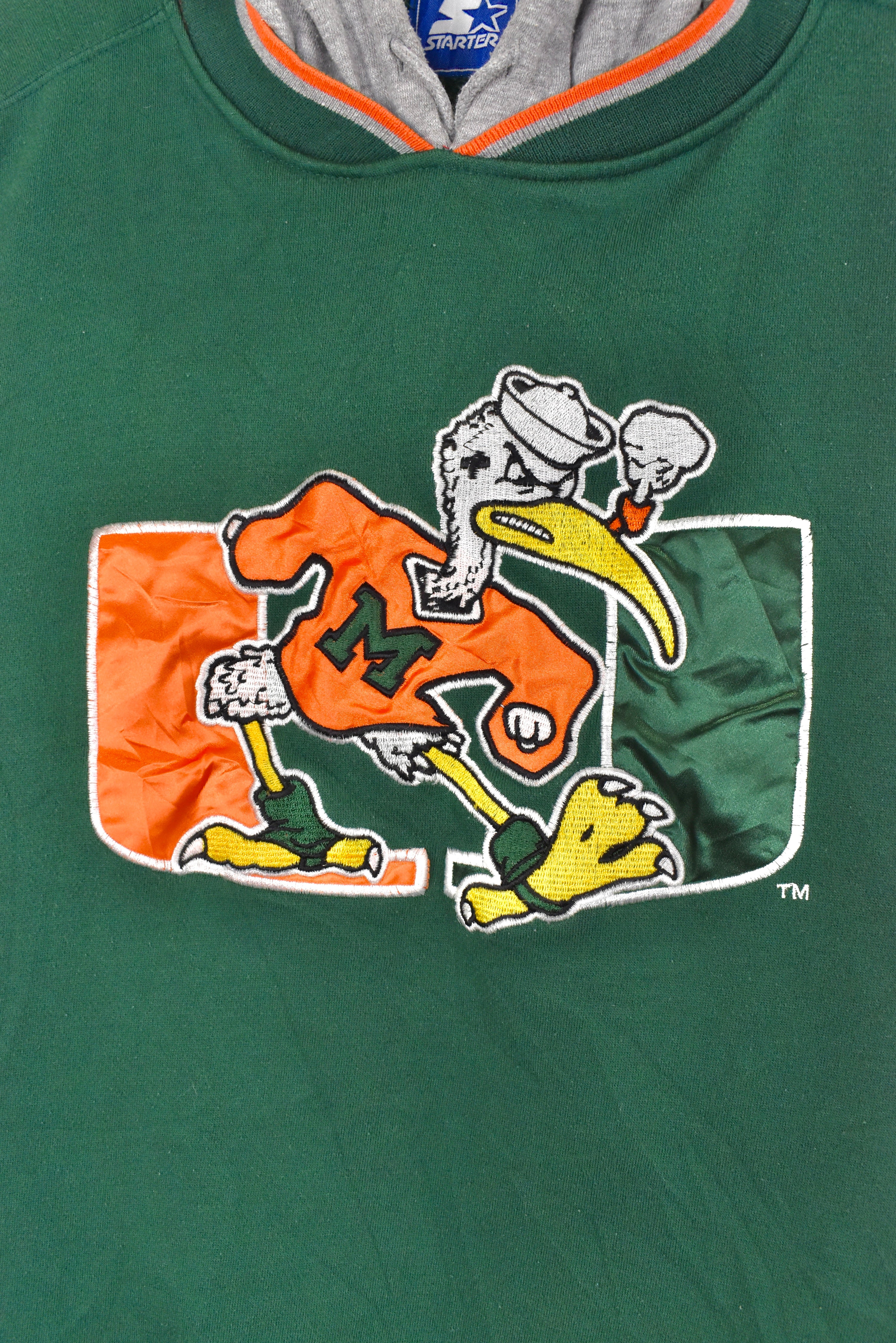 Vintage University of Miami hoodie, green Hurricanes embroidered sweatshirt - AU XL COLLEGE