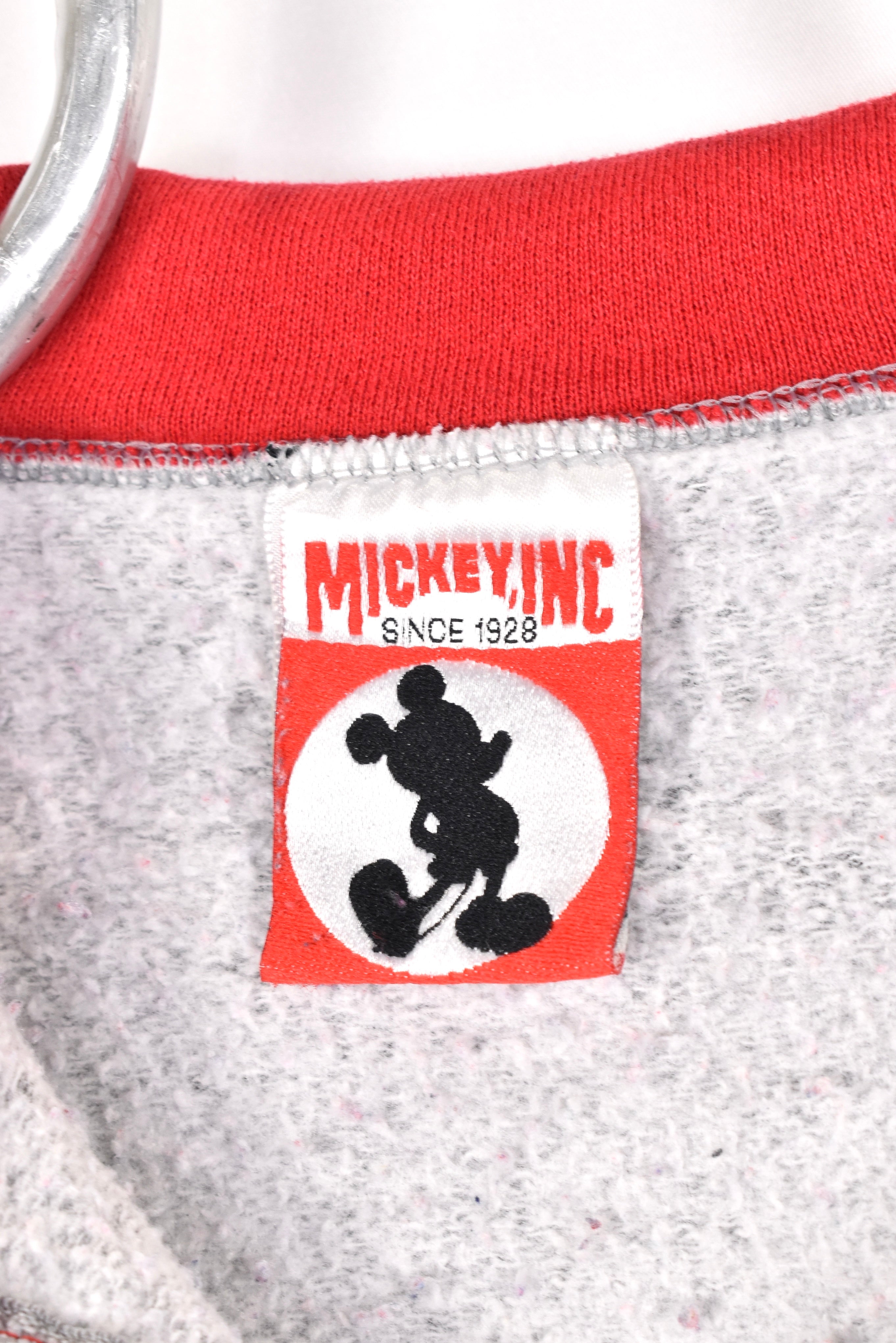 Vintage Mickey Mouse sweatshirt, Disney grey embroidered 1/4 zip - AU XL DISNEY / CARTOON