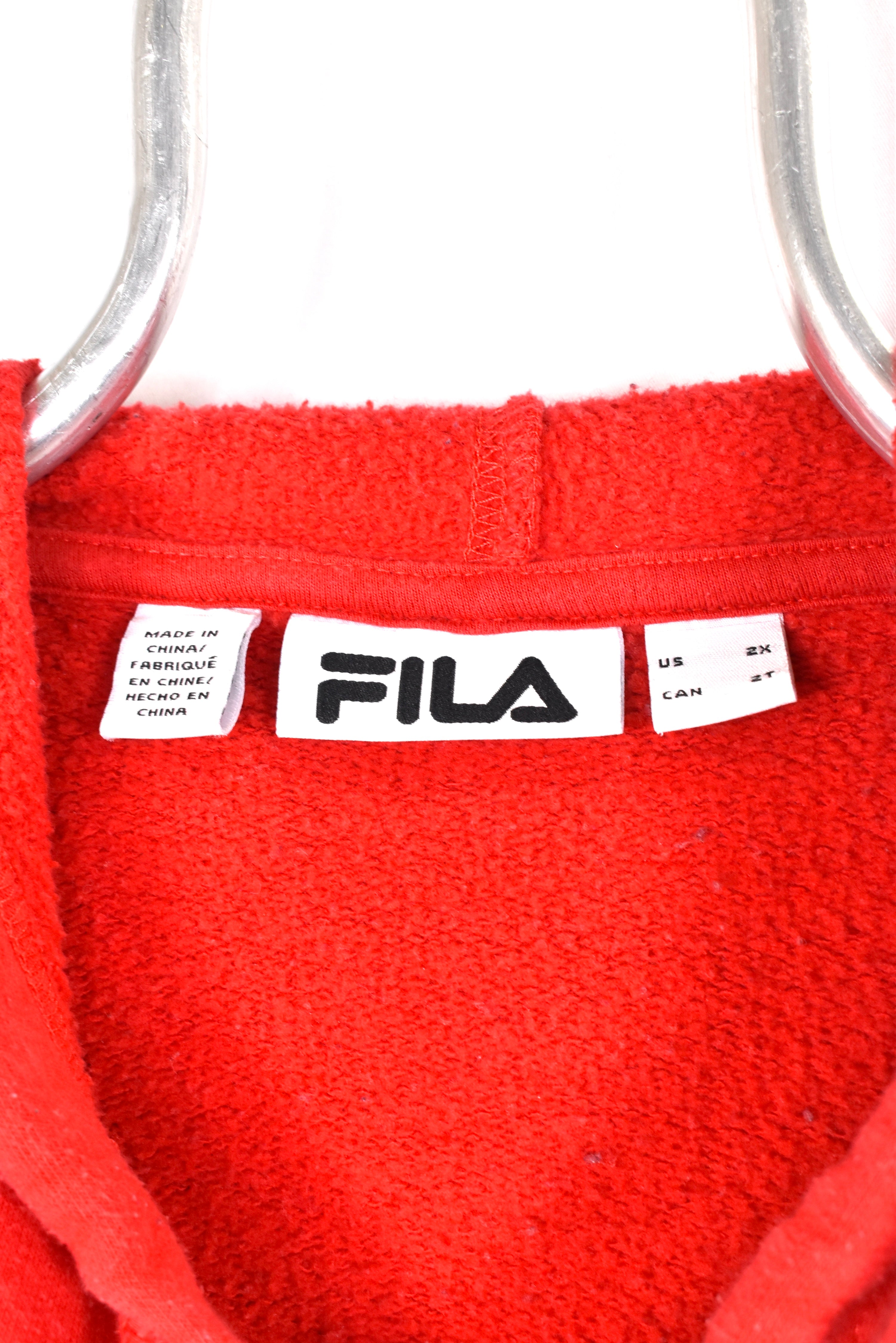 Vintage Fila hoodie, red graphic sweatshirt - AU Large FILA