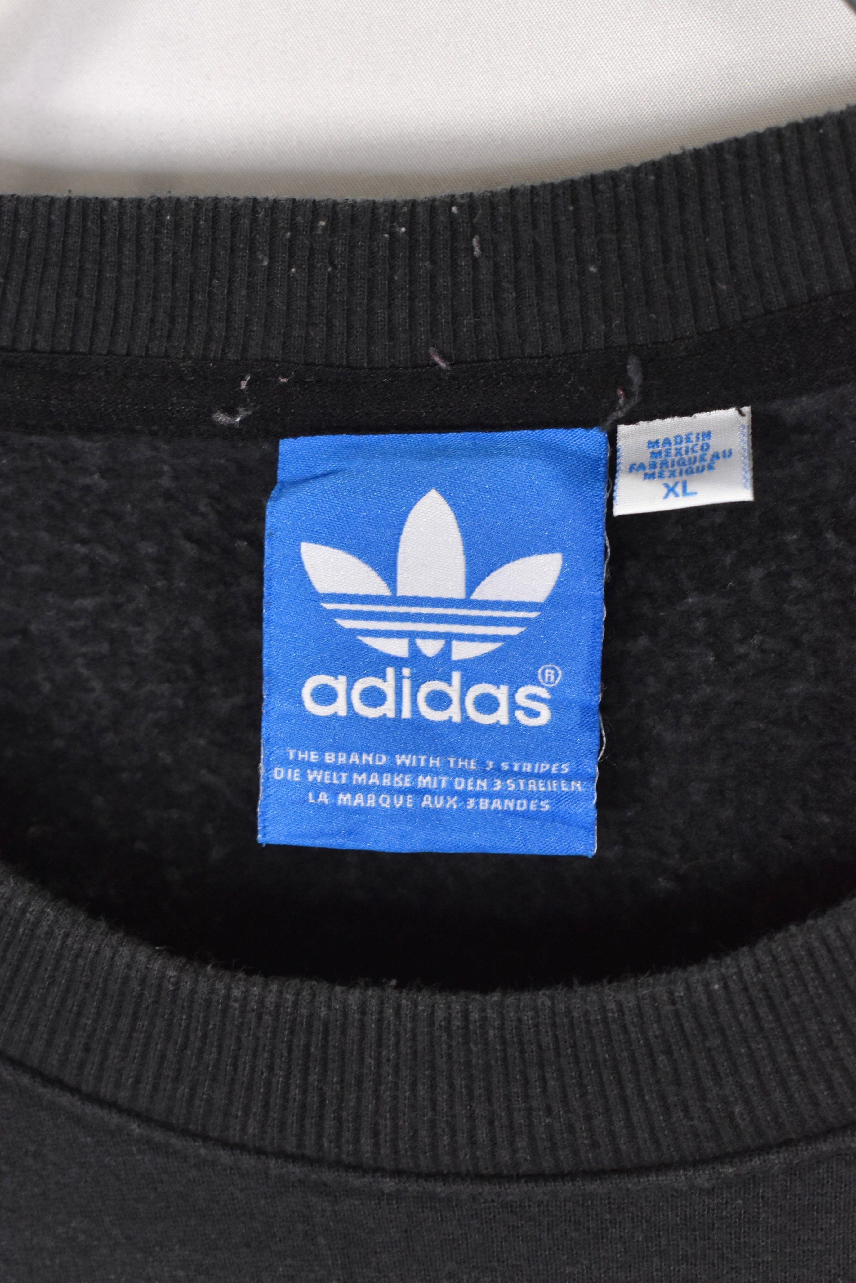 Vintage Adidas sweatshirt, black graphic crewneck - AU XL ADIDAS