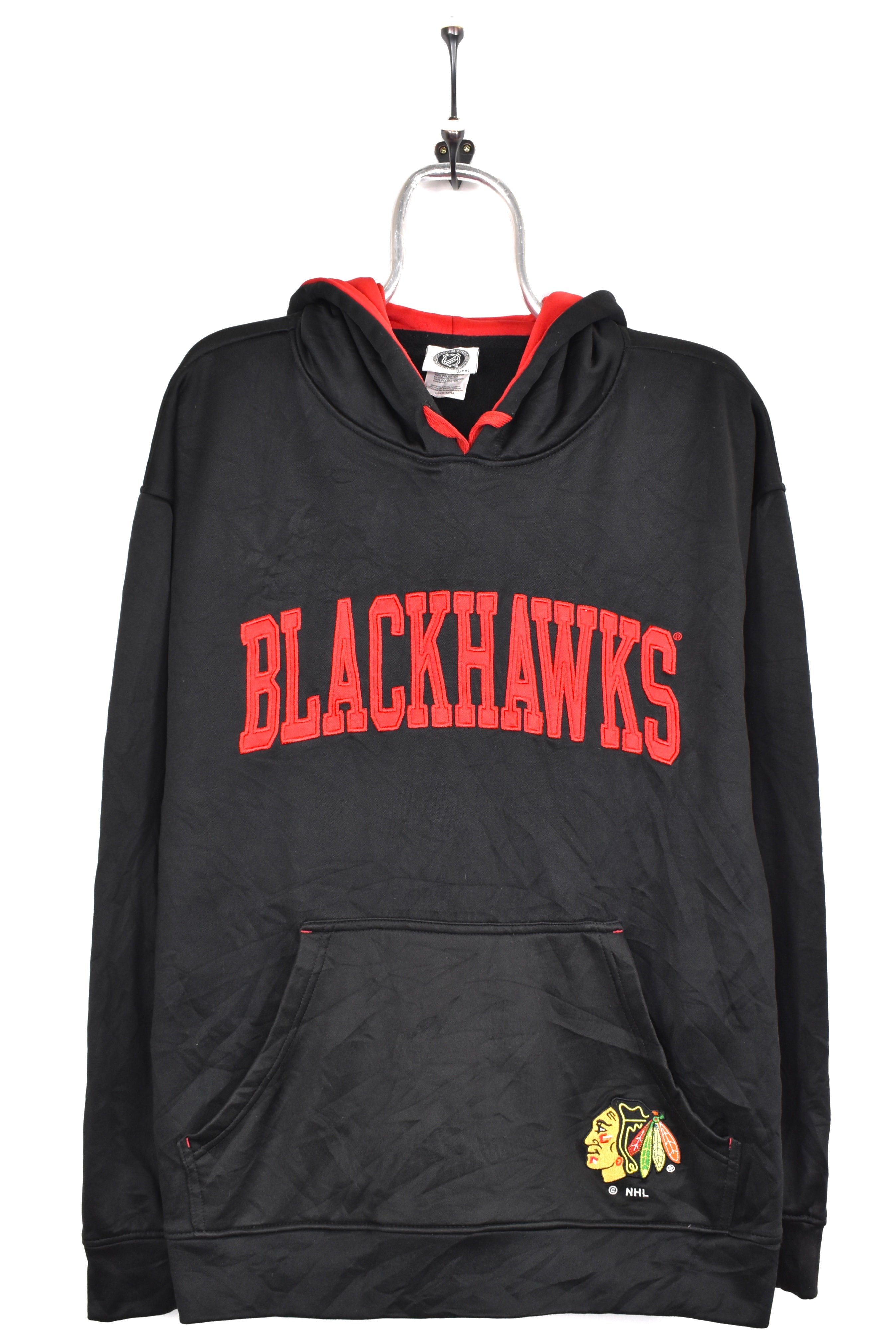 Vintage Chicago Blackhawks hoodie, NHL black embroidered sweatshirt - AU Large PRO SPORT