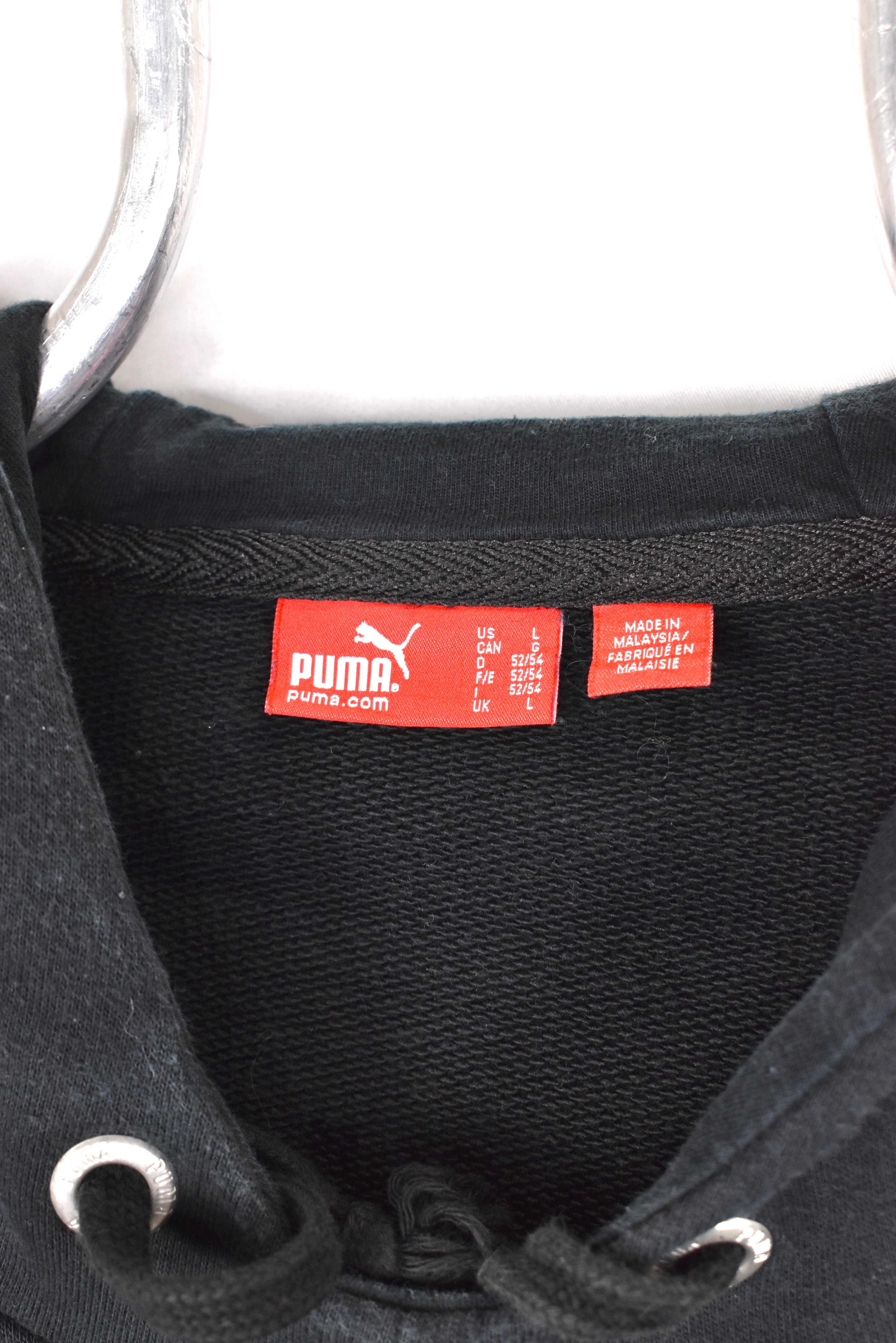 Vintage Puma hoodie, black graphic sweatshirt - AU Large PUMA