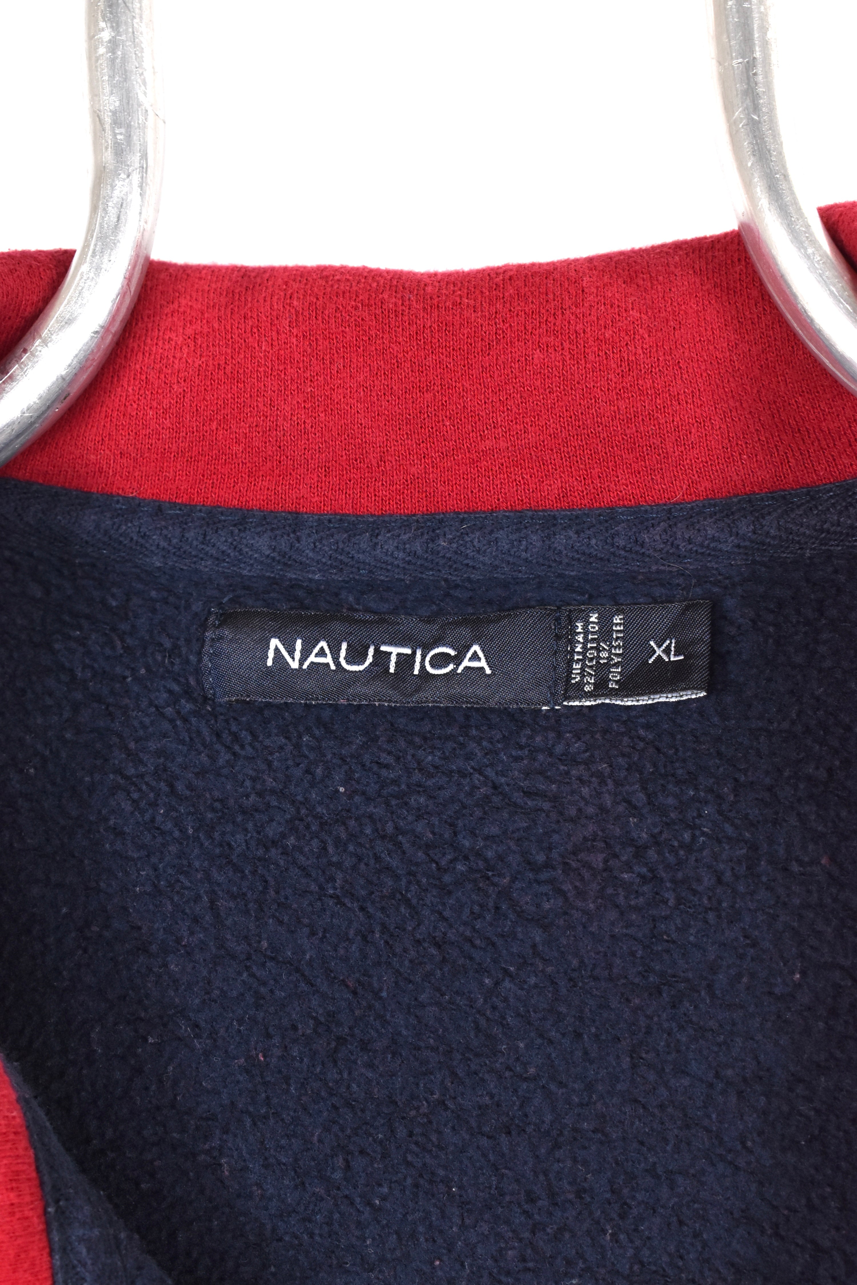 Vintage Nautica sweatshirt, embroidered 1/4 zip jumper - AU XL NAUTICA