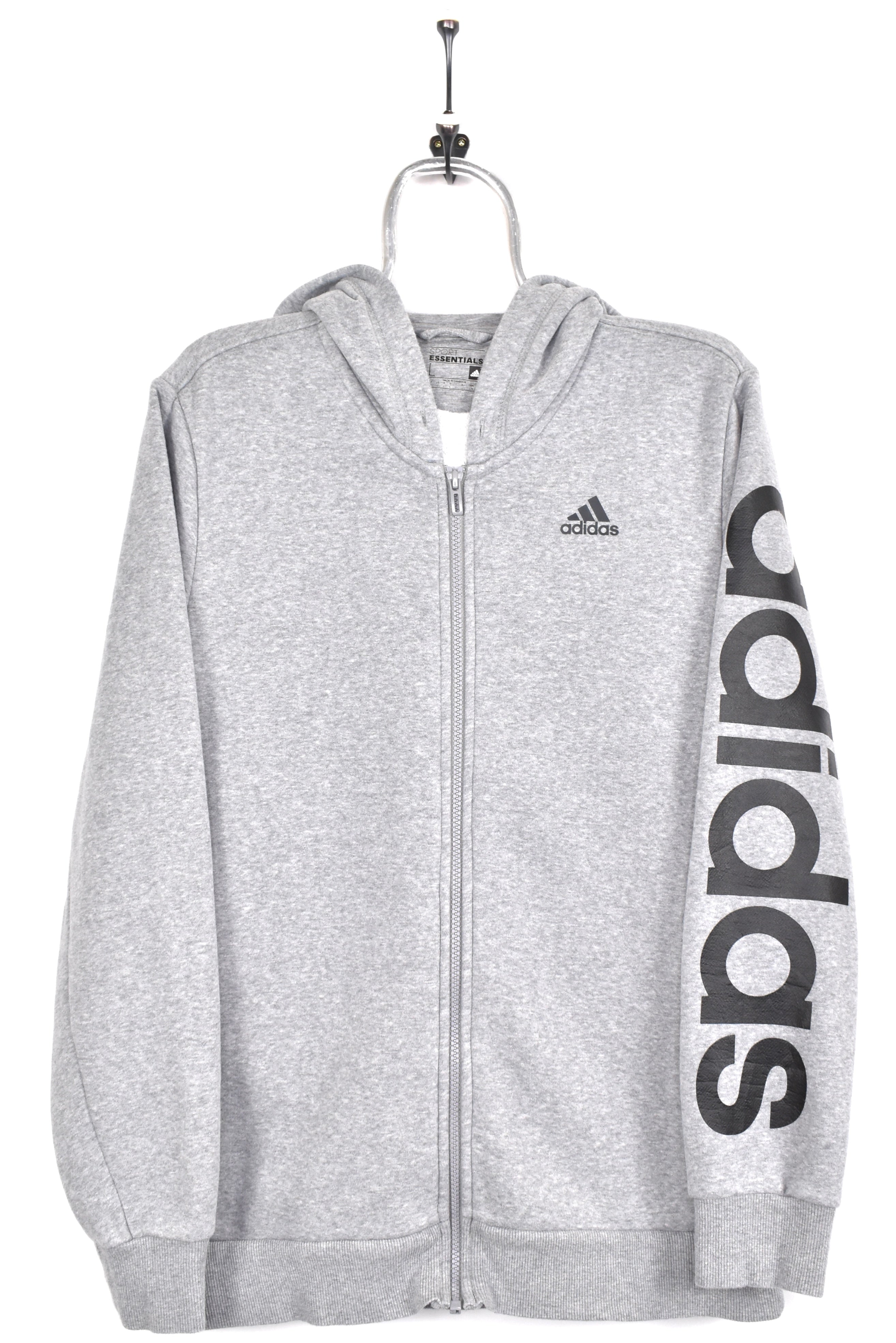 Modern Adidas hoodie, grey graphic sweatshirt - AU Medium ADIDAS