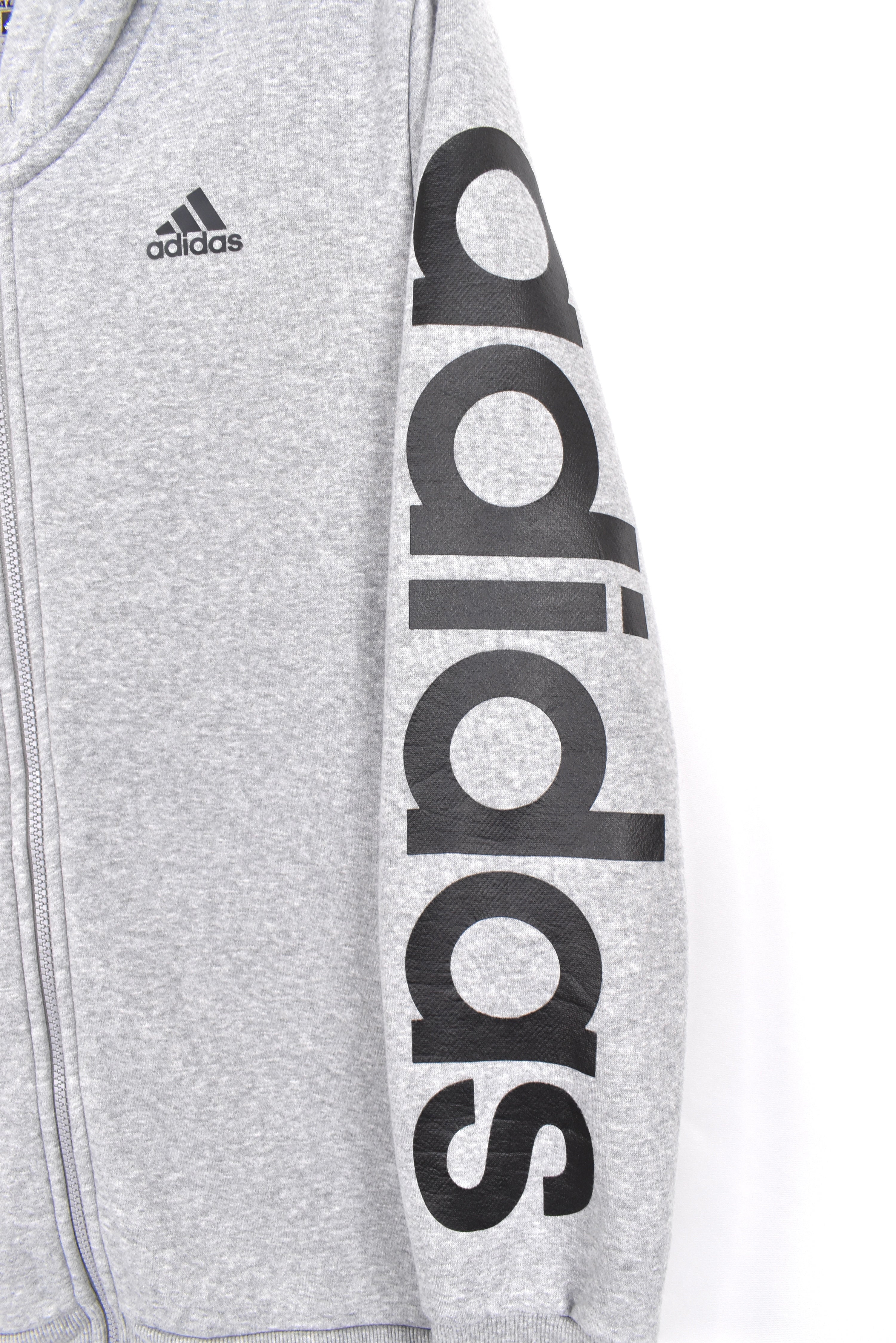 Modern Adidas hoodie, grey graphic sweatshirt - AU Medium ADIDAS