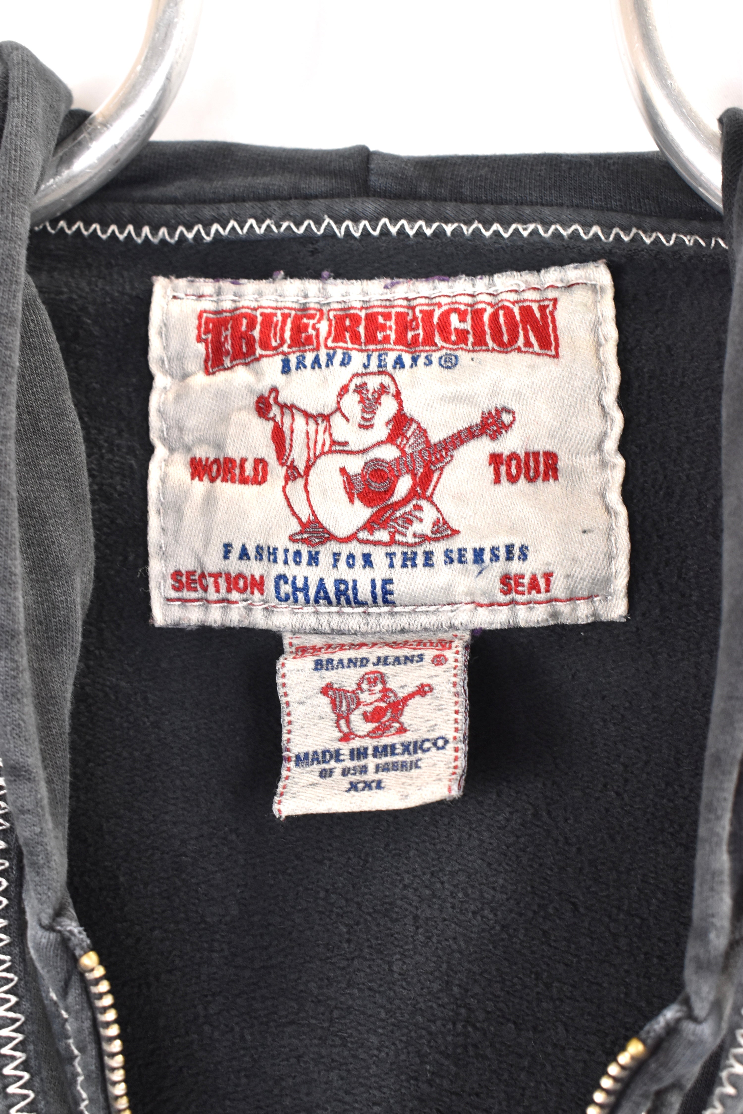 Women's vintage True Religion hoodie, y2k black embroidered sweatshirt - AU XXL OTHER