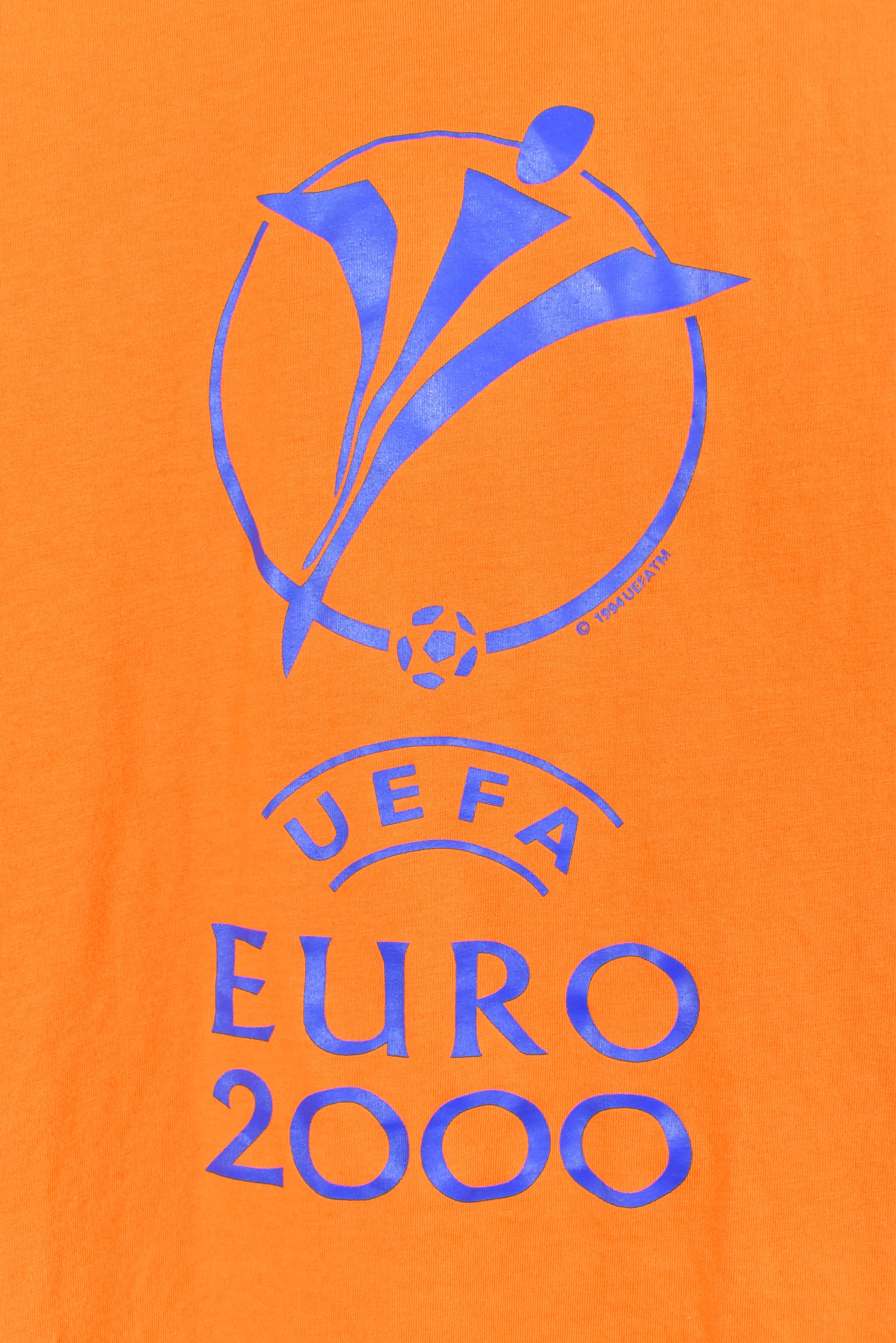 Vintage UEFA Euro 2000 shirt, orange graphic tee - AU Large PRO SPORT