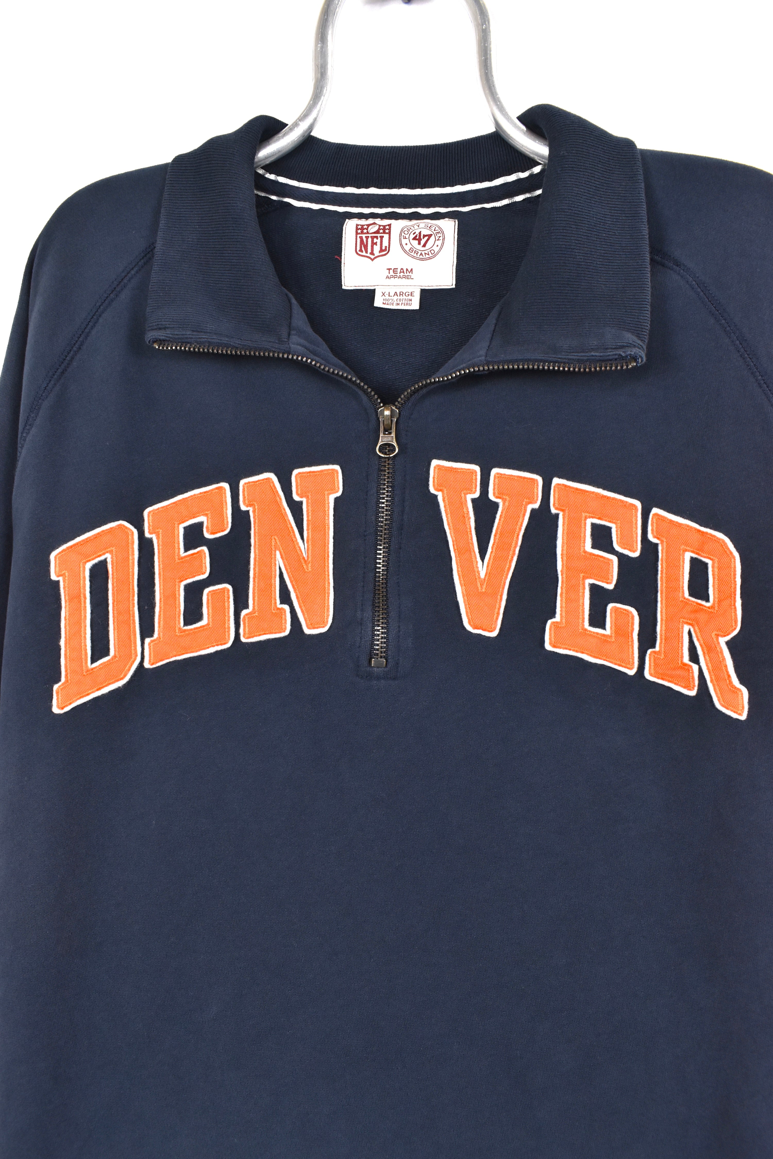 Vintage Denver Broncos sweatshirt, NFL navy blue 1/4 zip jumper - AU XL PRO SPORT