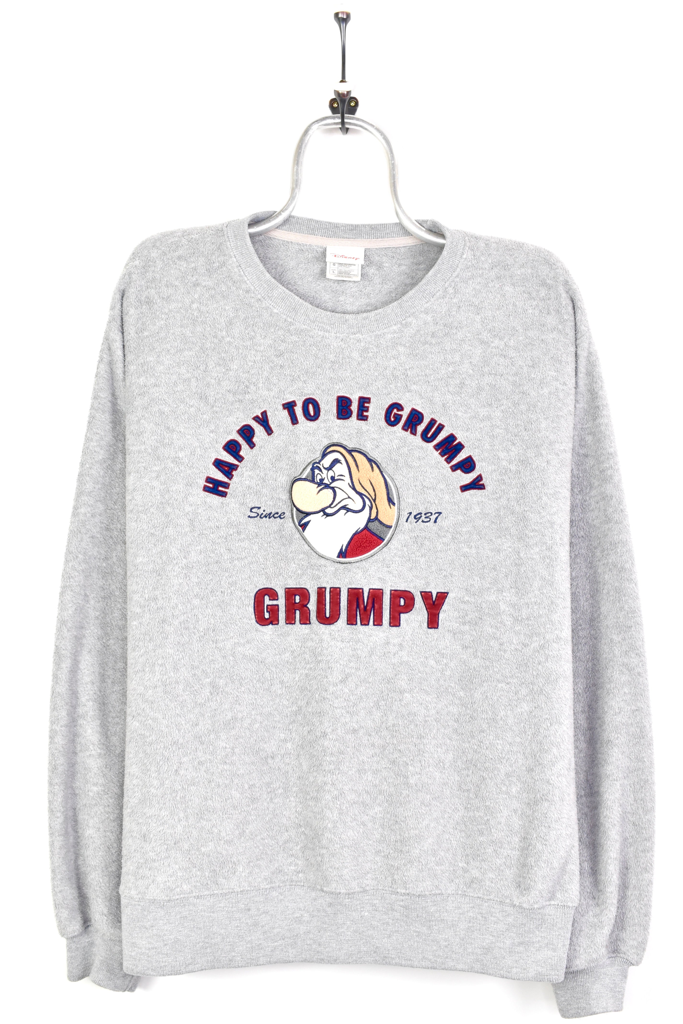 Vintage disney grumpy embroidered grey fleece | xl DISNEY / CARTOON