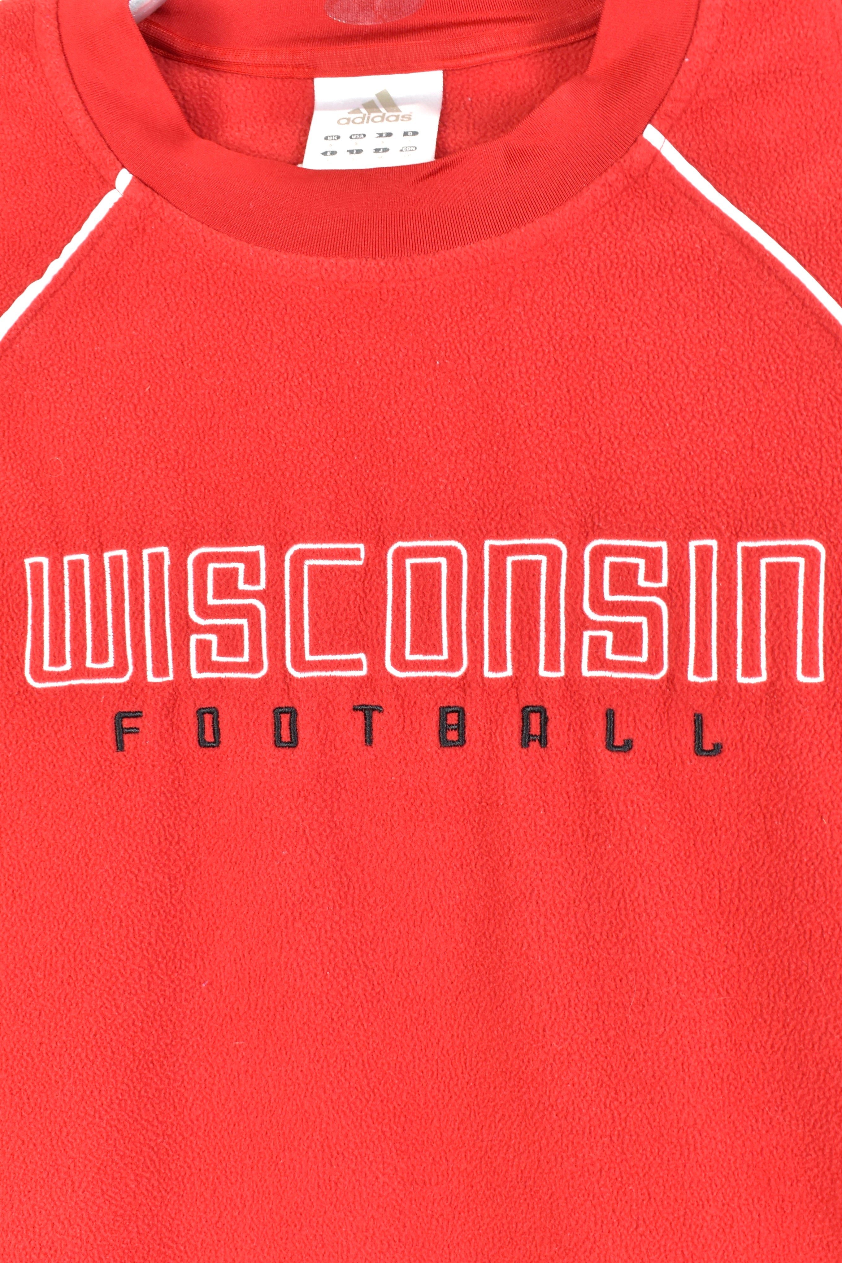 Vintage University of Wisconsin fleece, red embroidered sweatshirt - AU Medium COLLEGE