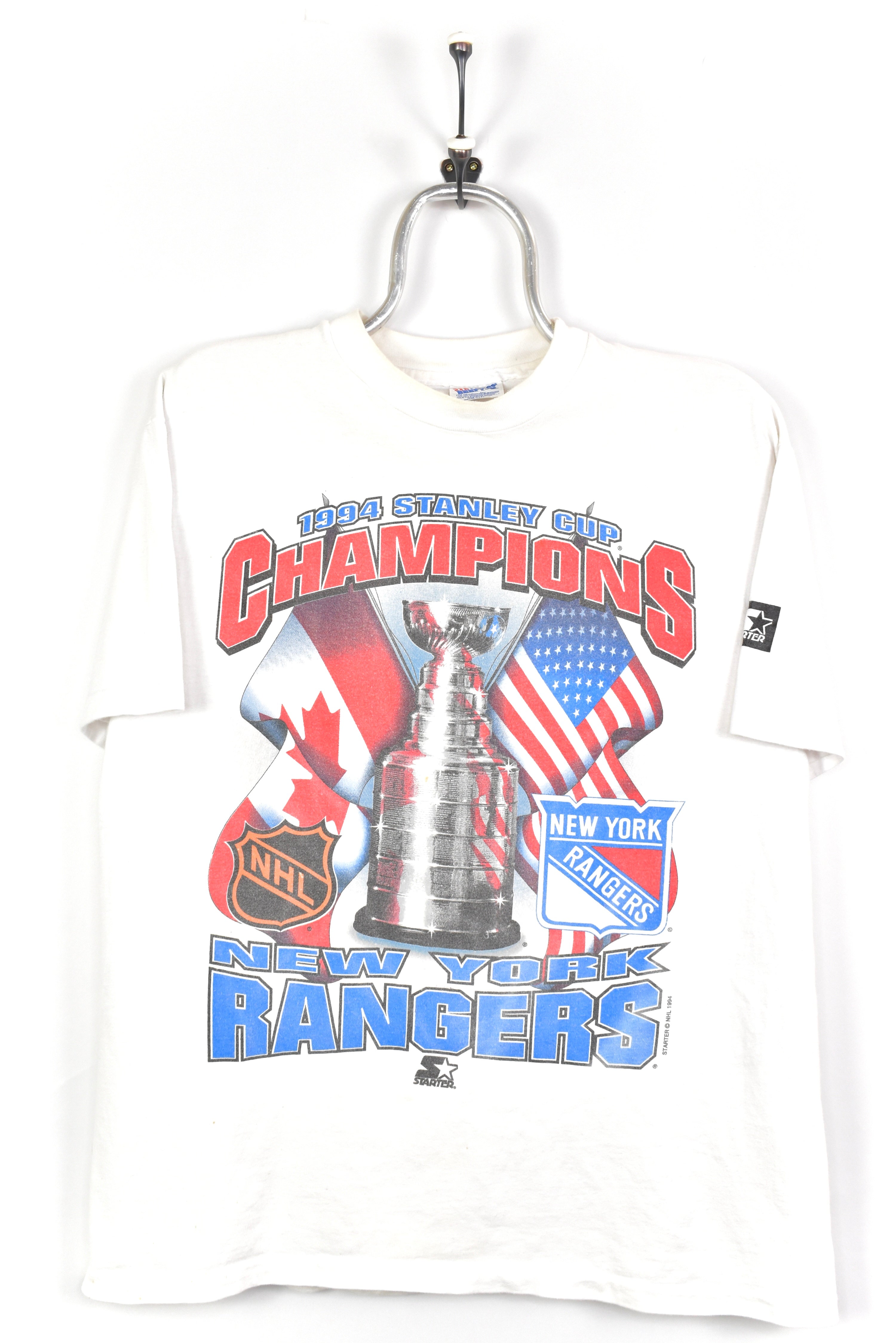VINTAGE 1994 NHL NY RANGERS STANLEY CUP WHITE T-SHIRT | LARGE PRO SPORT