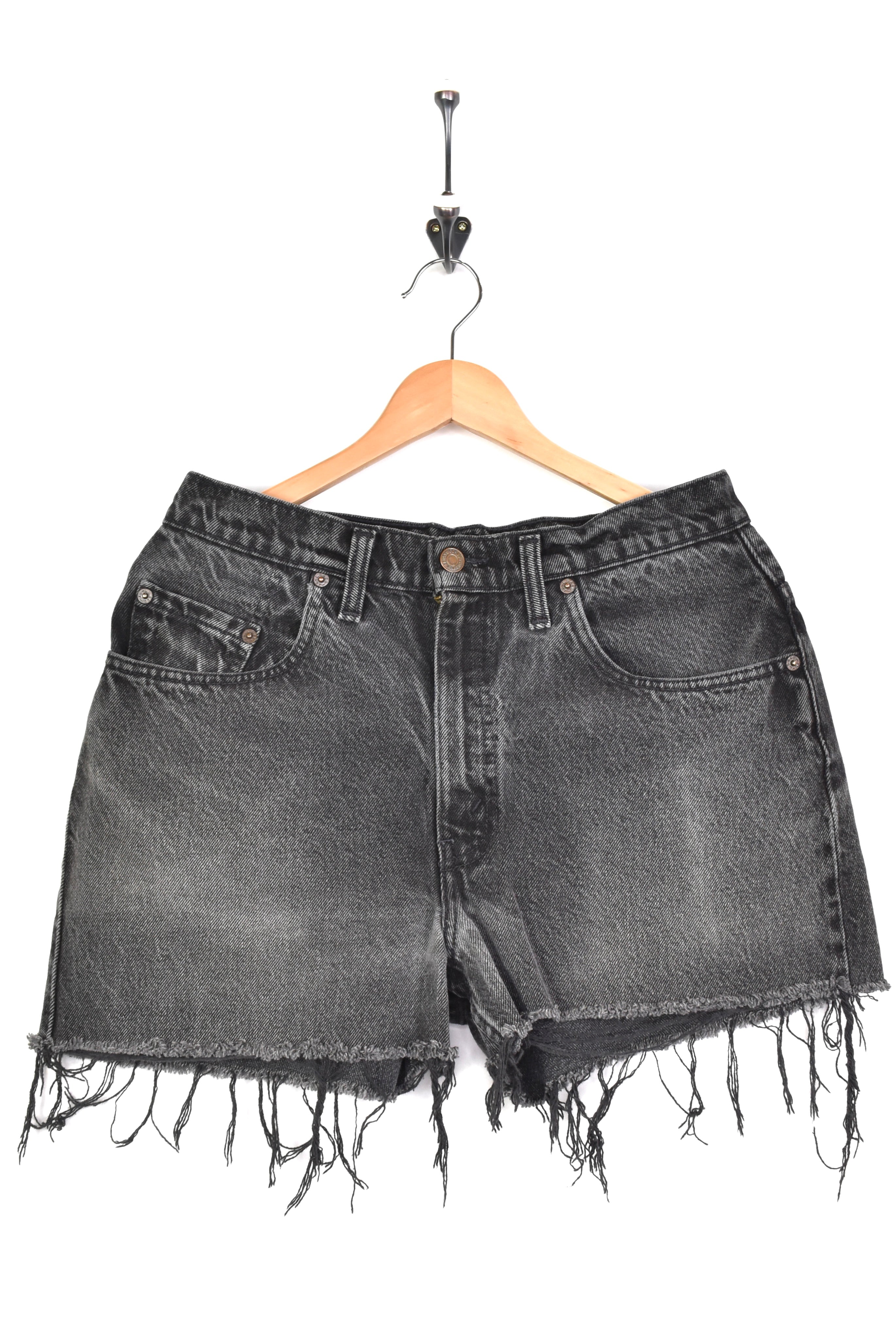 Women's vintage Levi's shorts, rework denim jeans - black, W30" LEVIS