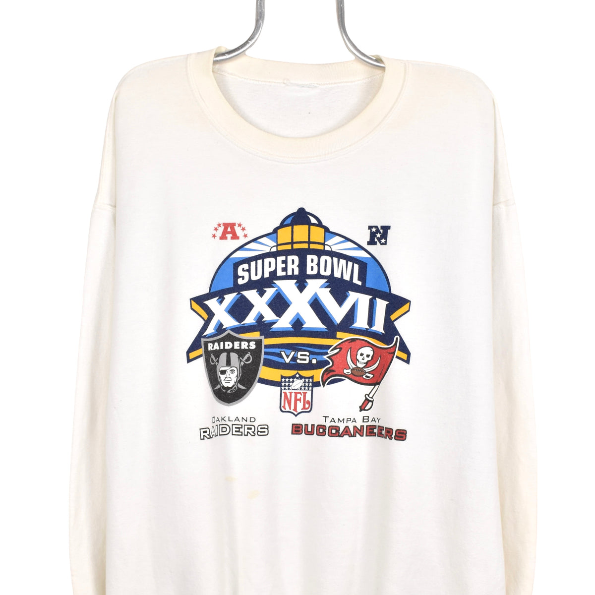 Vintage Super Bowl sweatshirt, NFL Raiders Buccs white graphic crewneck -  AU XXL