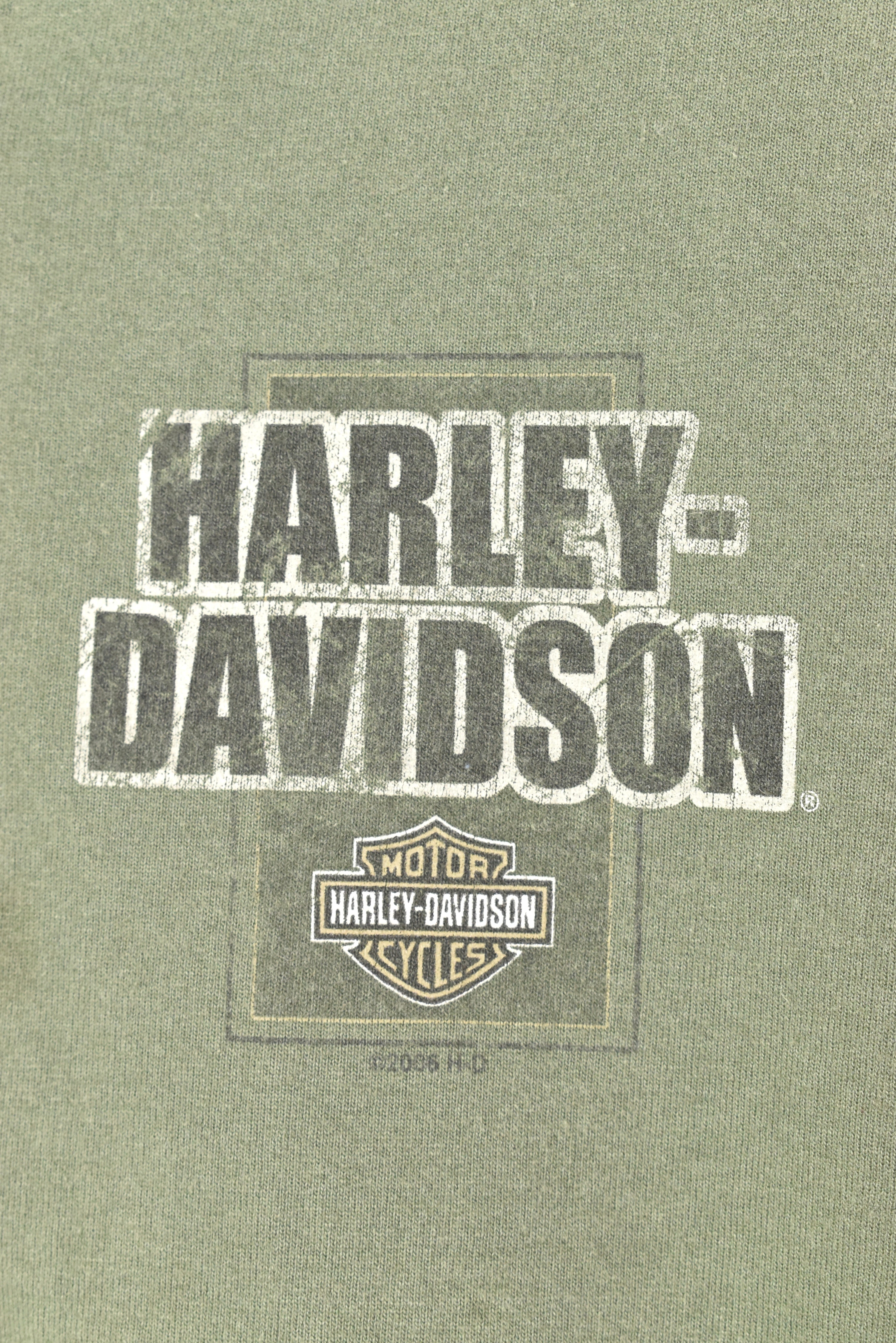 VINTAGE HARLEY DAVIDSON GREEN HOODIE | XL HARLEY DAVIDSON