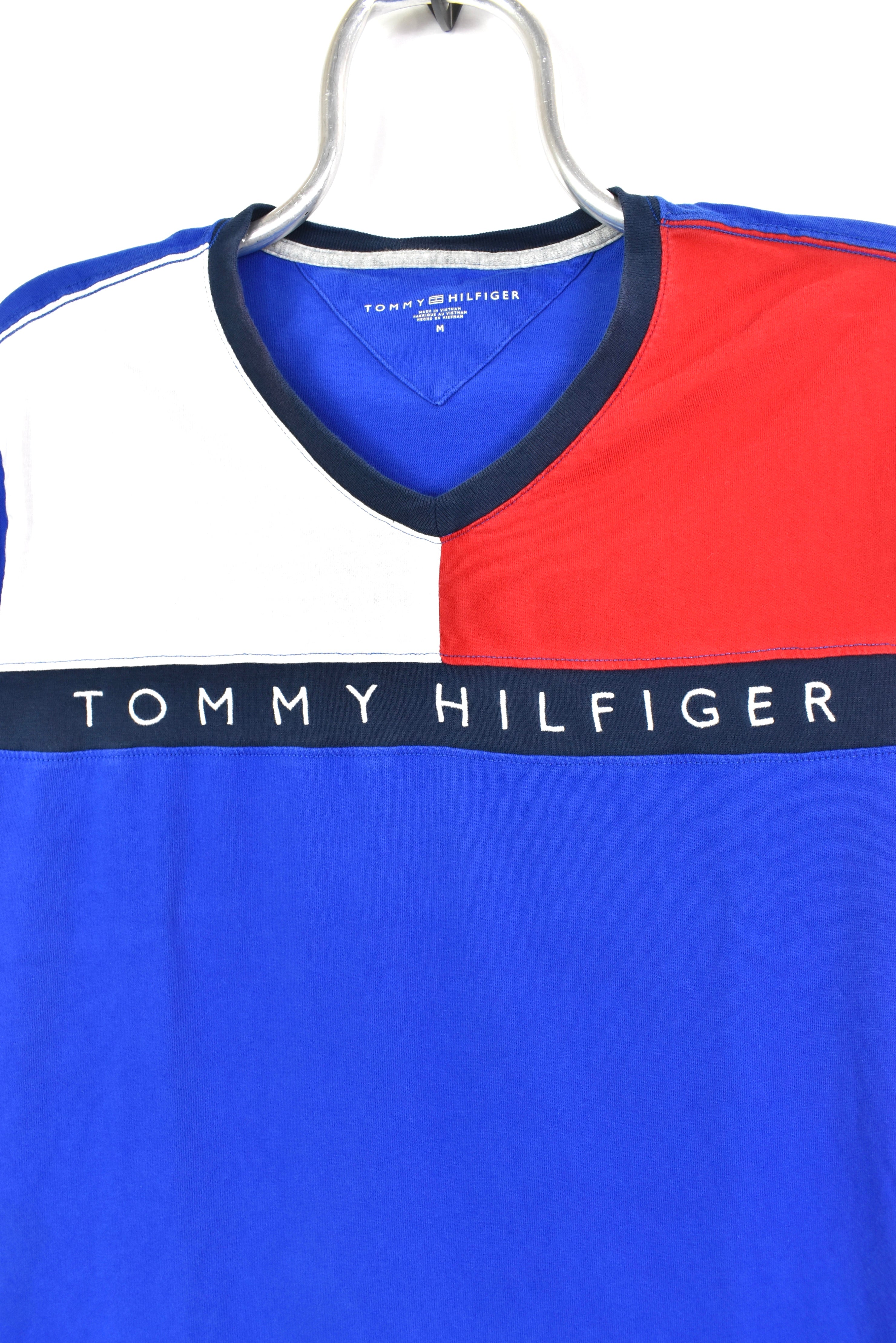 Women's modern Tommy Hilfiger shirt, short sleeve embroidered tee - medium, blue TOMMY HILFIGER