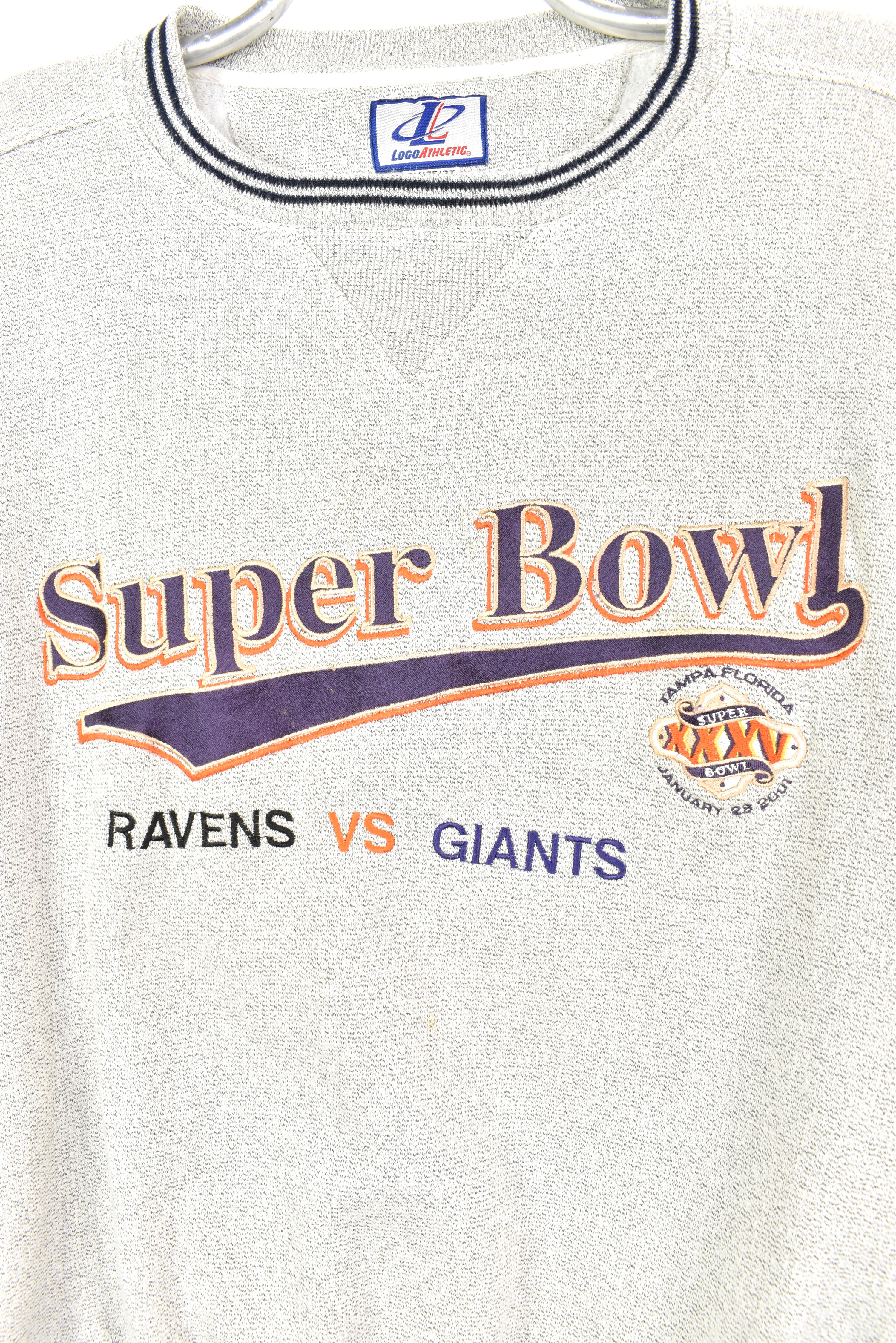 Vintage Superbowl sweatshirt, 2001 NFL grey embroidered crewneck - AU XXL PRO SPORT