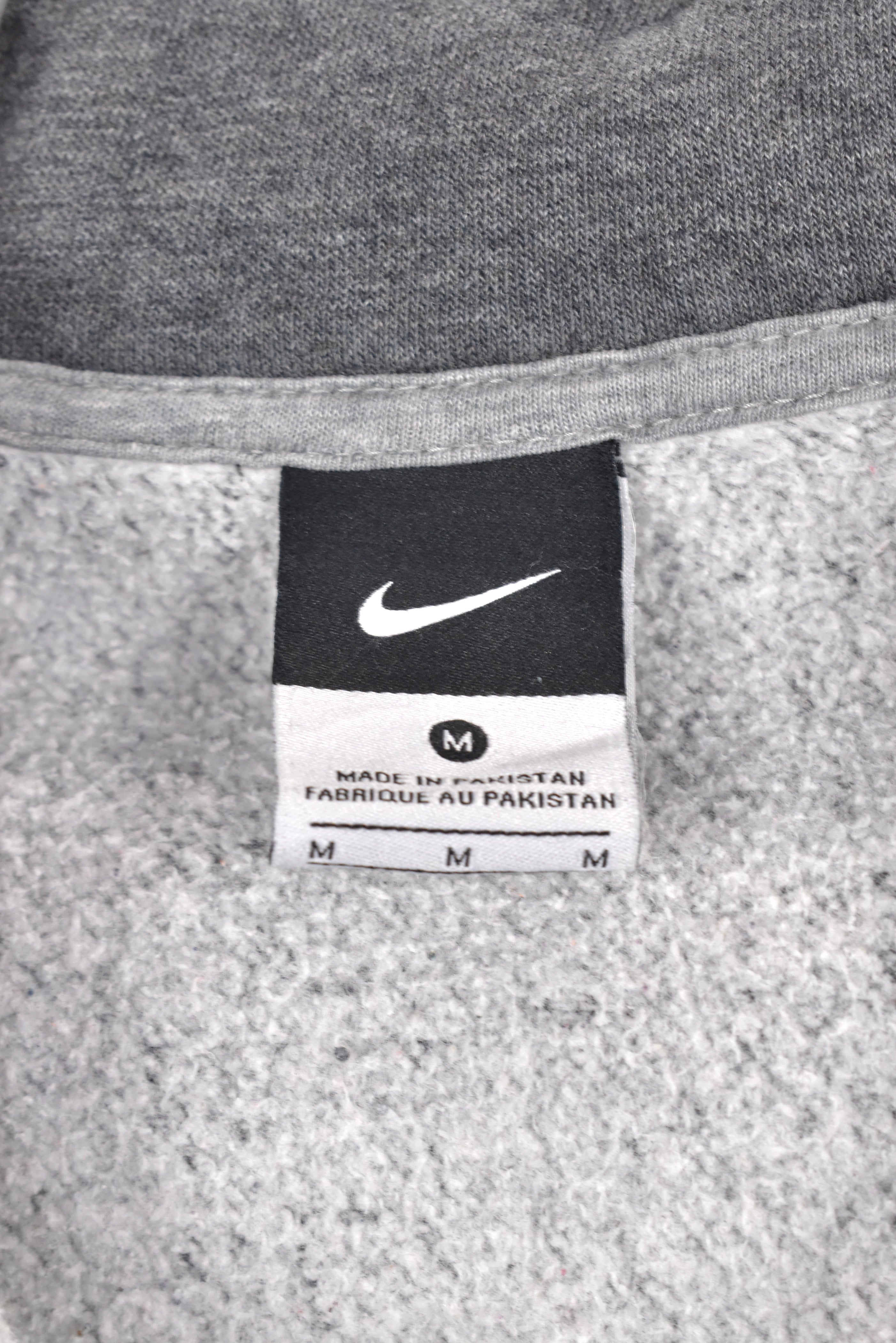 Vintage Nike jacket, grey embroidered collared sweatshirt - AU M