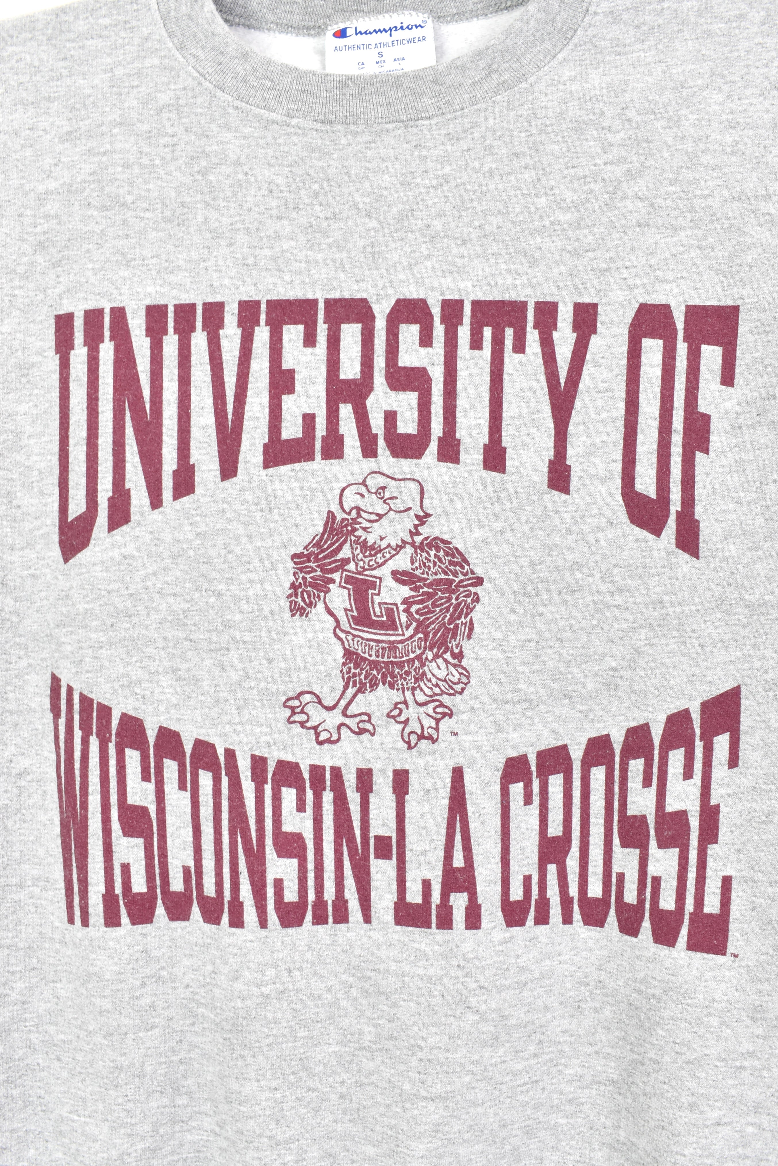 Vintage University of Wisconsin sweatshirt, long sleeve graphic crewneck - small, grey COLLEGE