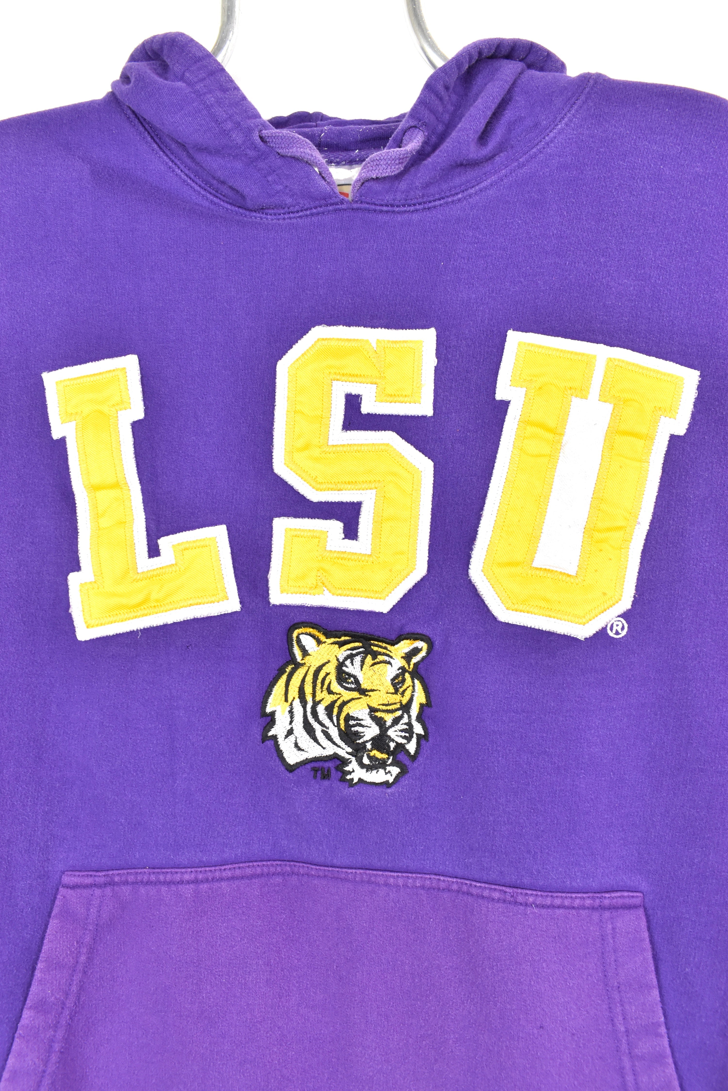 Vintage Louisiana State University hoodie, purple embroidered sweatshirt - AU Medium COLLEGE