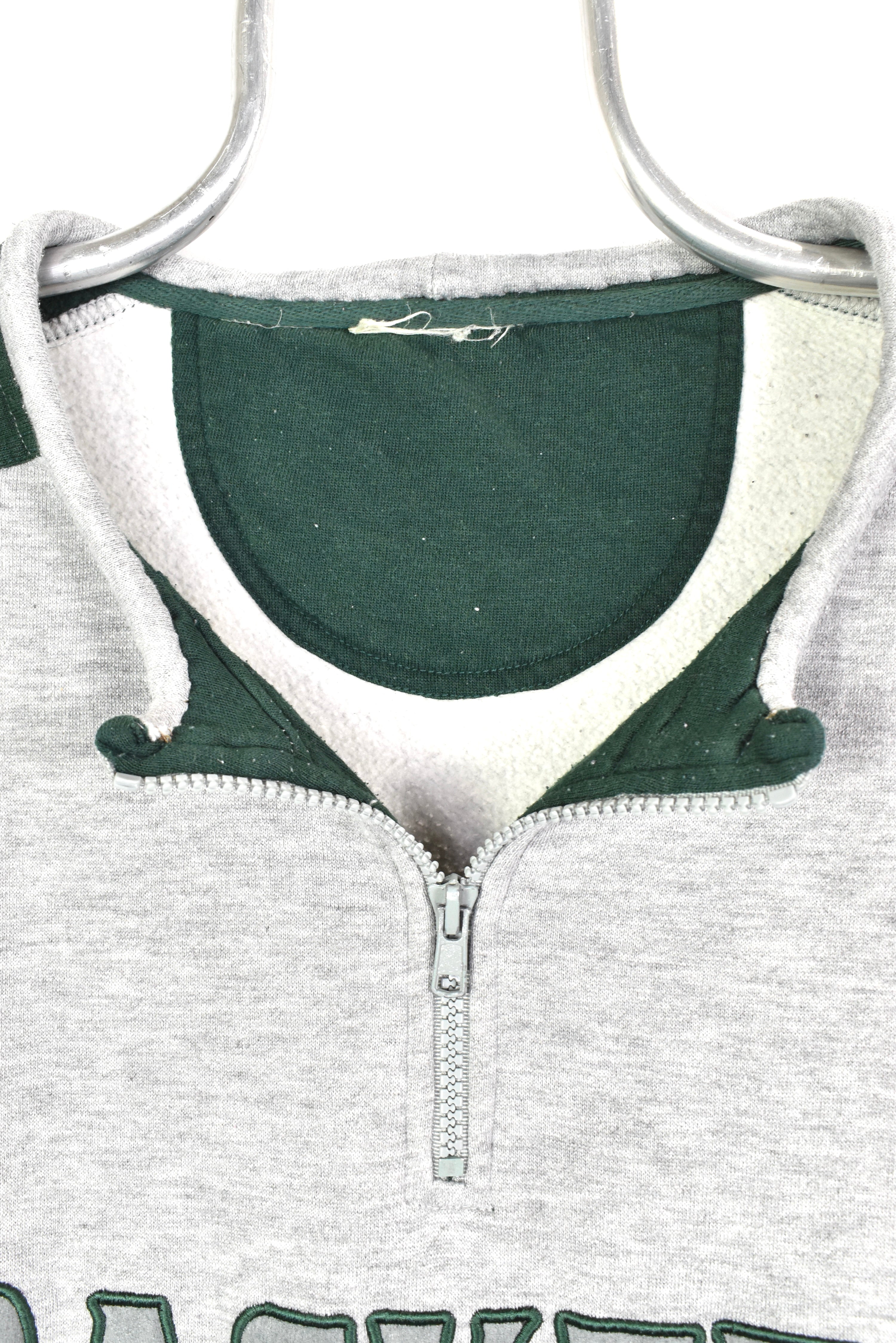 Vintage Green Bay Packers sweatshirt, NFL 1/4 zip embroidered sweater - XL, grey PRO SPORT