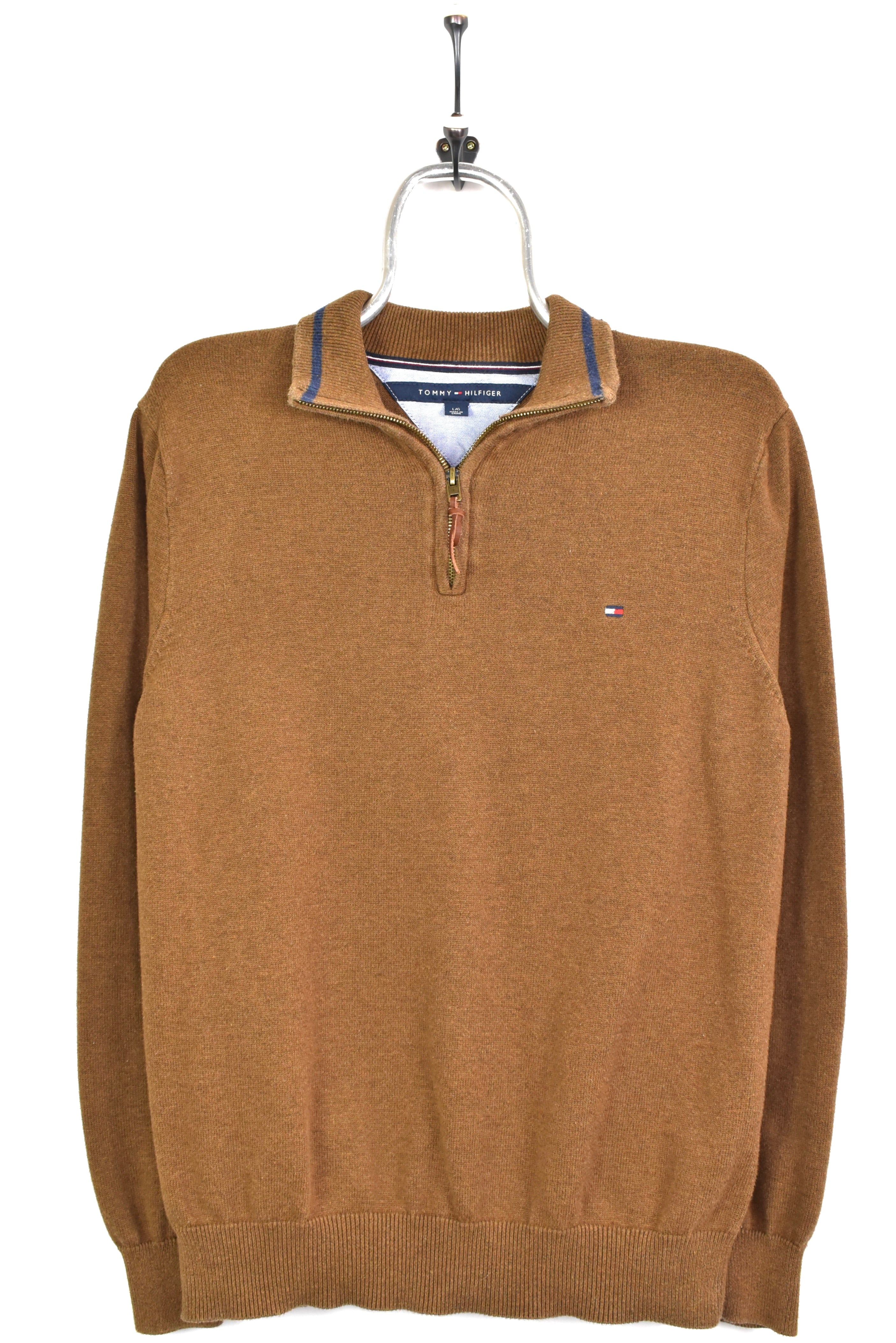 Vintage Tommy Hilfiger embroidered 1/4 zip brown sweatshirt | Medium TOMMY HILFIGER