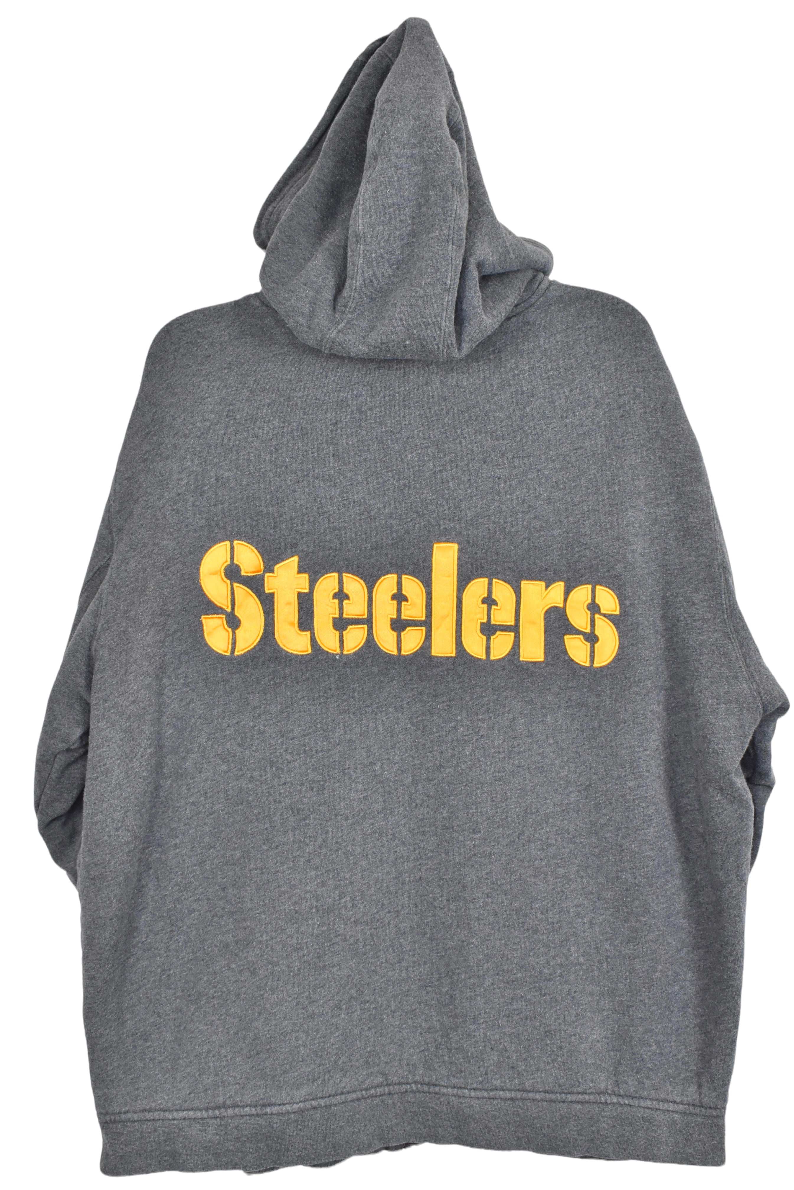 Vintage Pittsburgh Steelers hoodie NFL grey embroidered heavy sweatshirt AU XL