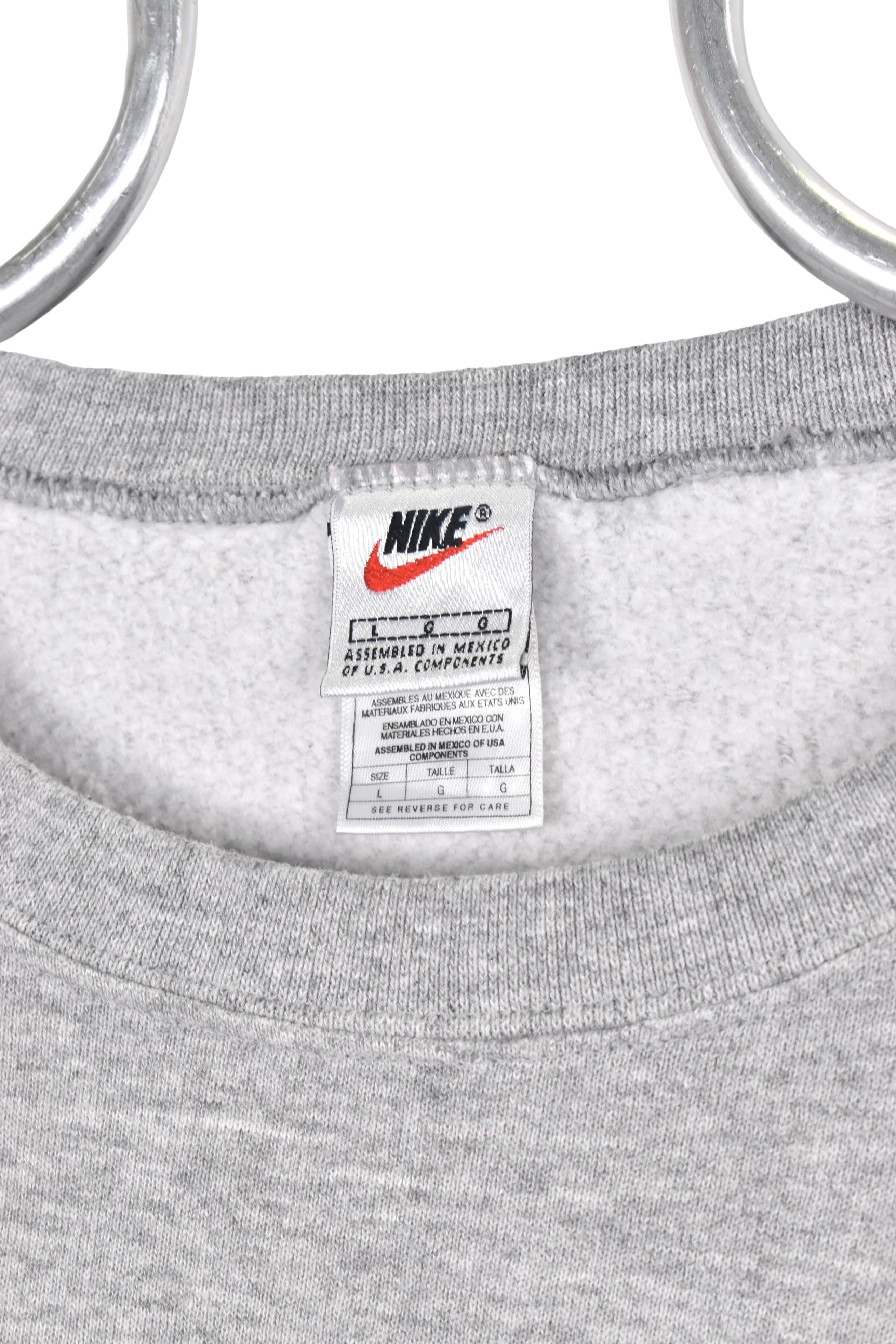 Vintage Nike sweatshirt, grey embroidered crewneck - AU Large