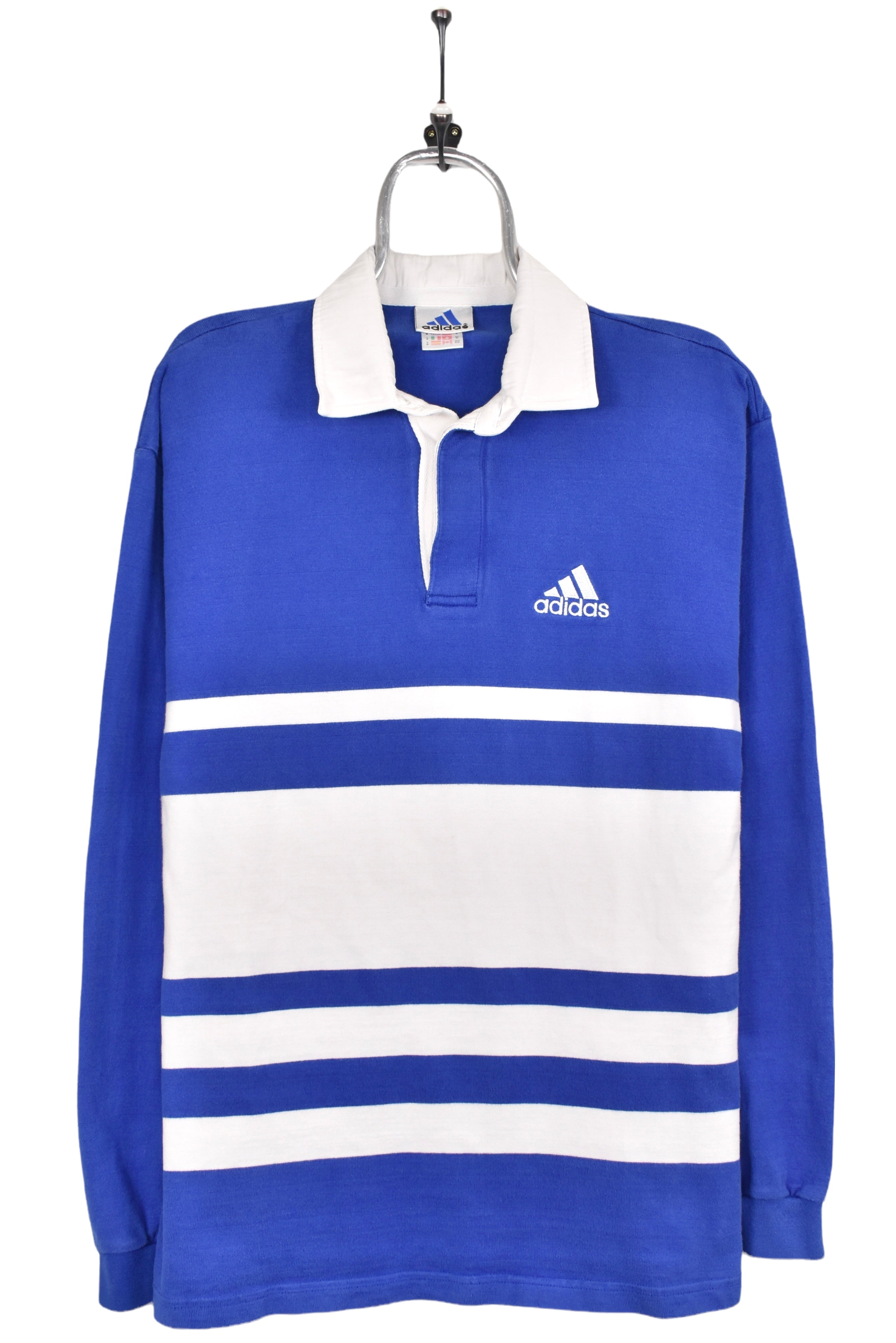 Vintage Adidas sweatshirt, blue embroidered rugby jumper - AU Medium ADIDAS