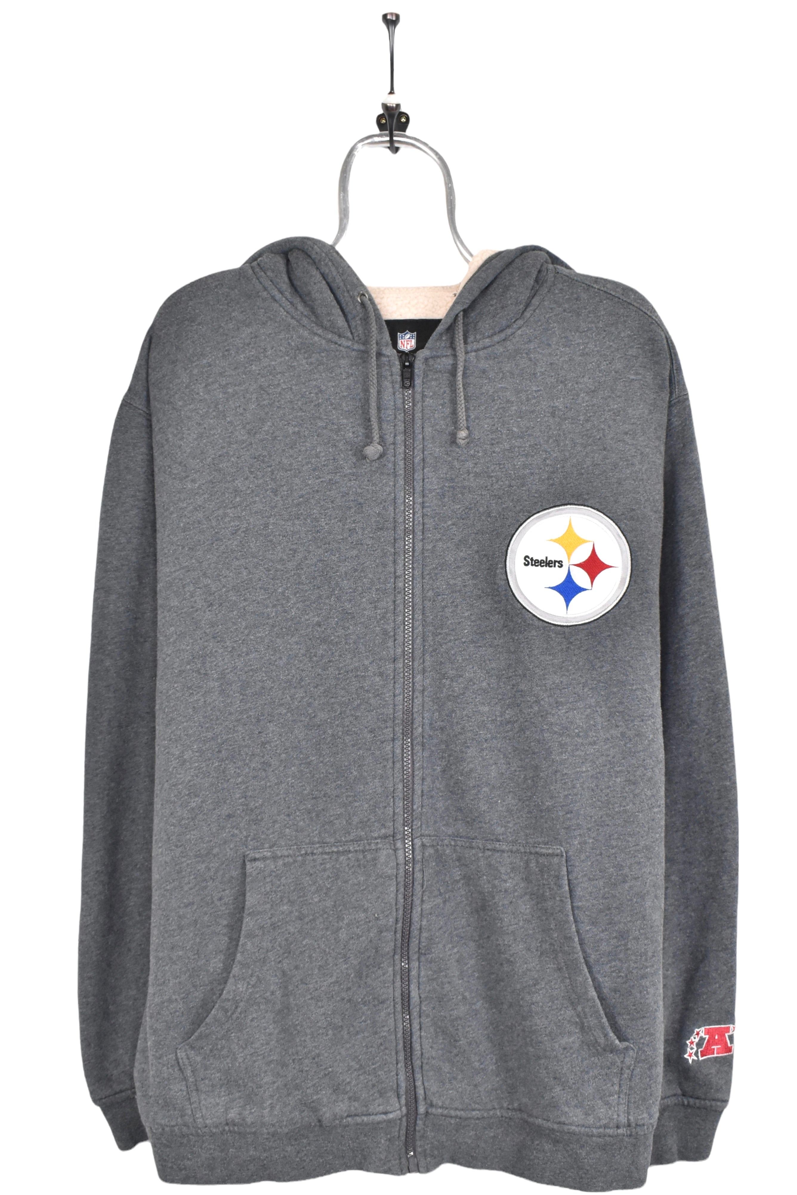 Vintage Pittsburgh Steelers hoodie, NFL grey embroidered heavy sweatshirt - AU XL PRO SPORT