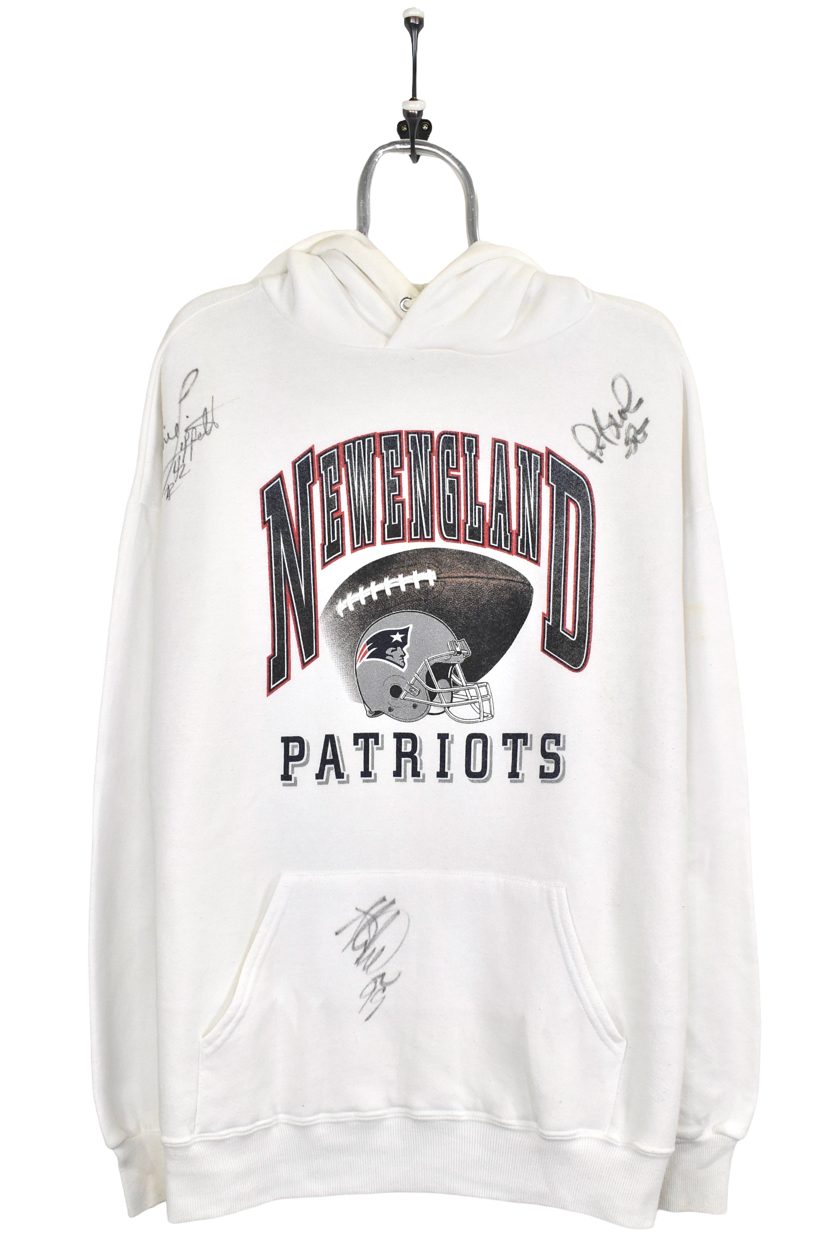 Vintage New England Patriots hoodie, NFL white sweatshirt - AU XL