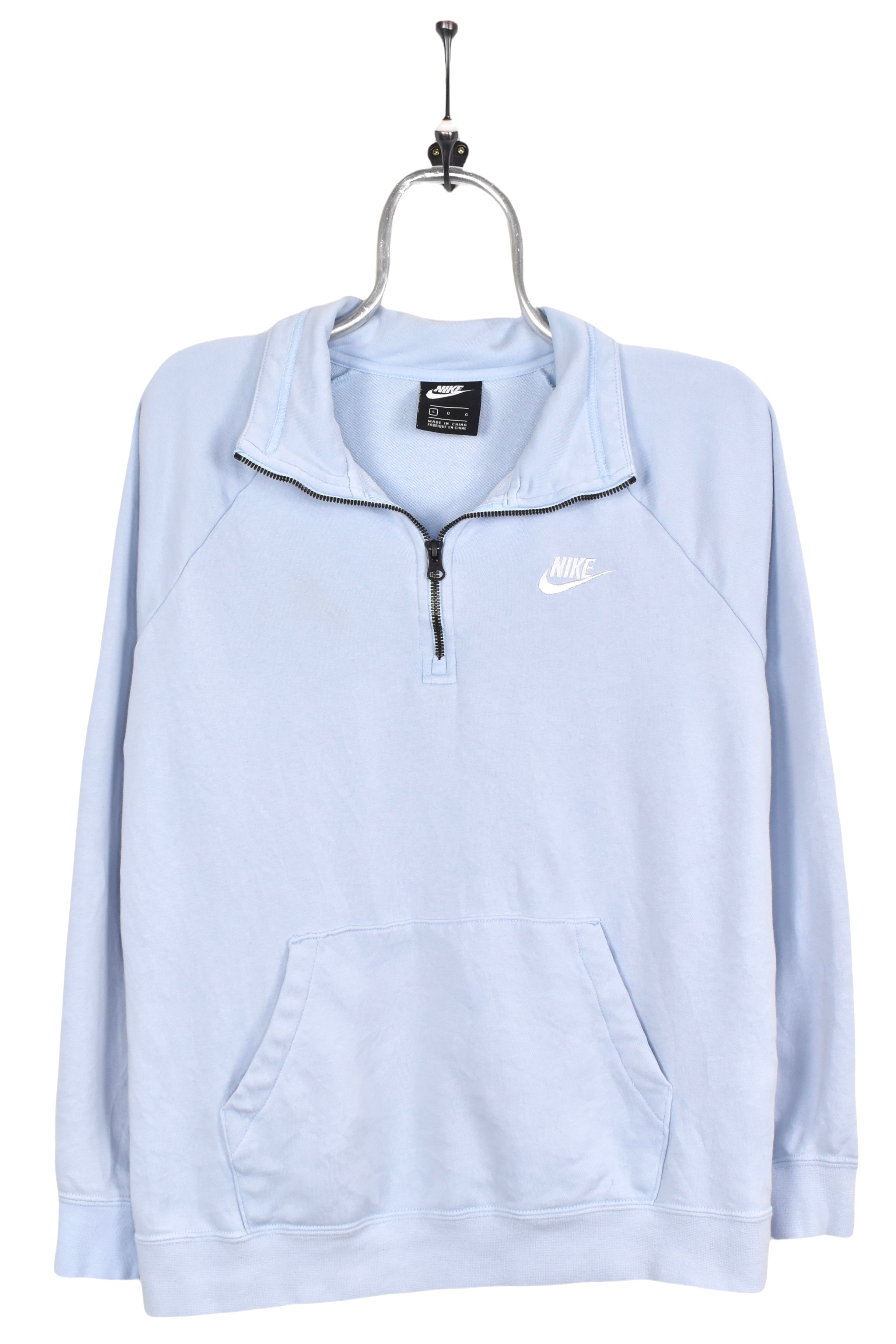 Vintage Nike sweatshirt, blue embroidered 1/4 zip jumper - AU Large NIKE