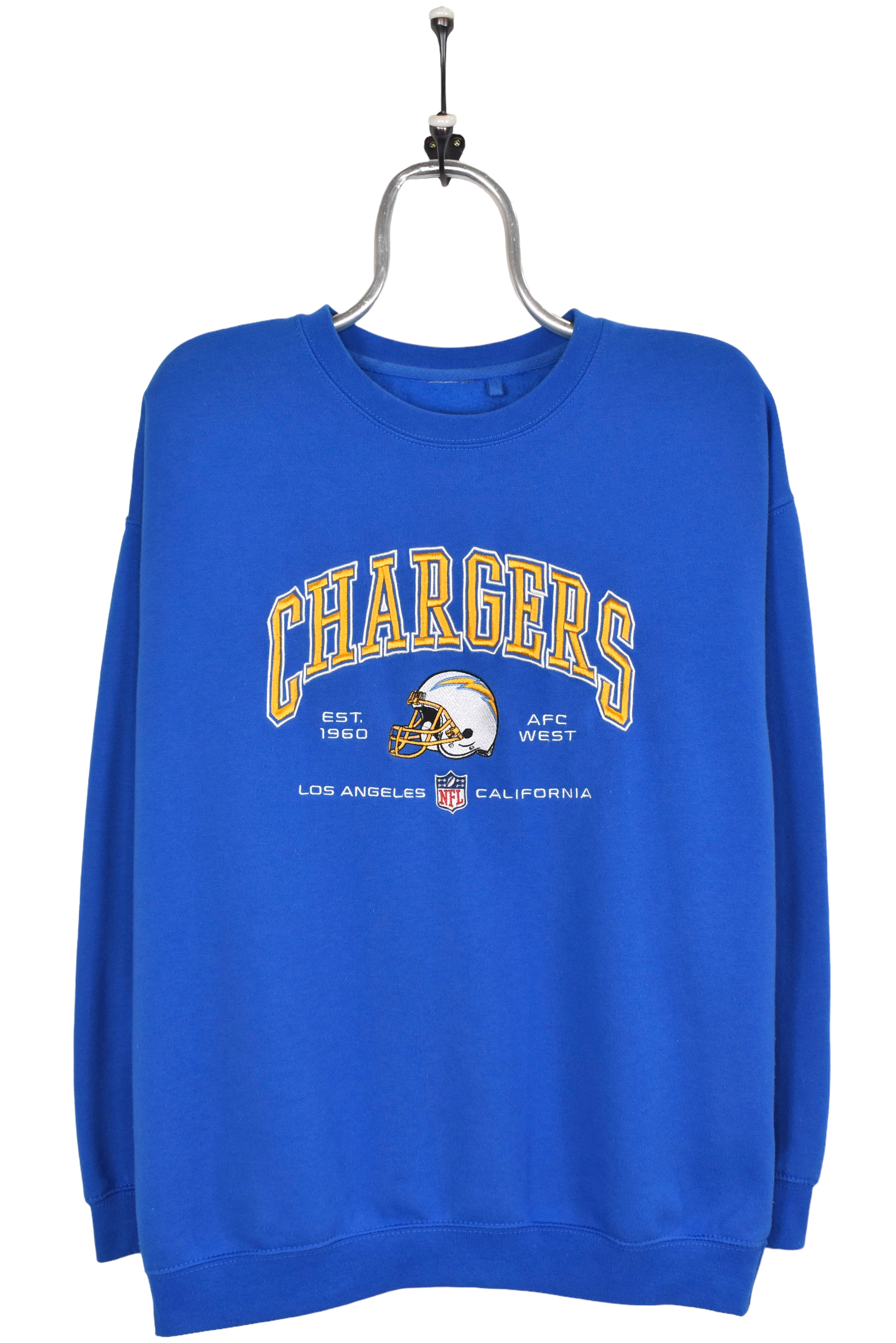 Modern Los Angeles Chargers sweatshirt, NFL blue embroidered crewneck - M/L