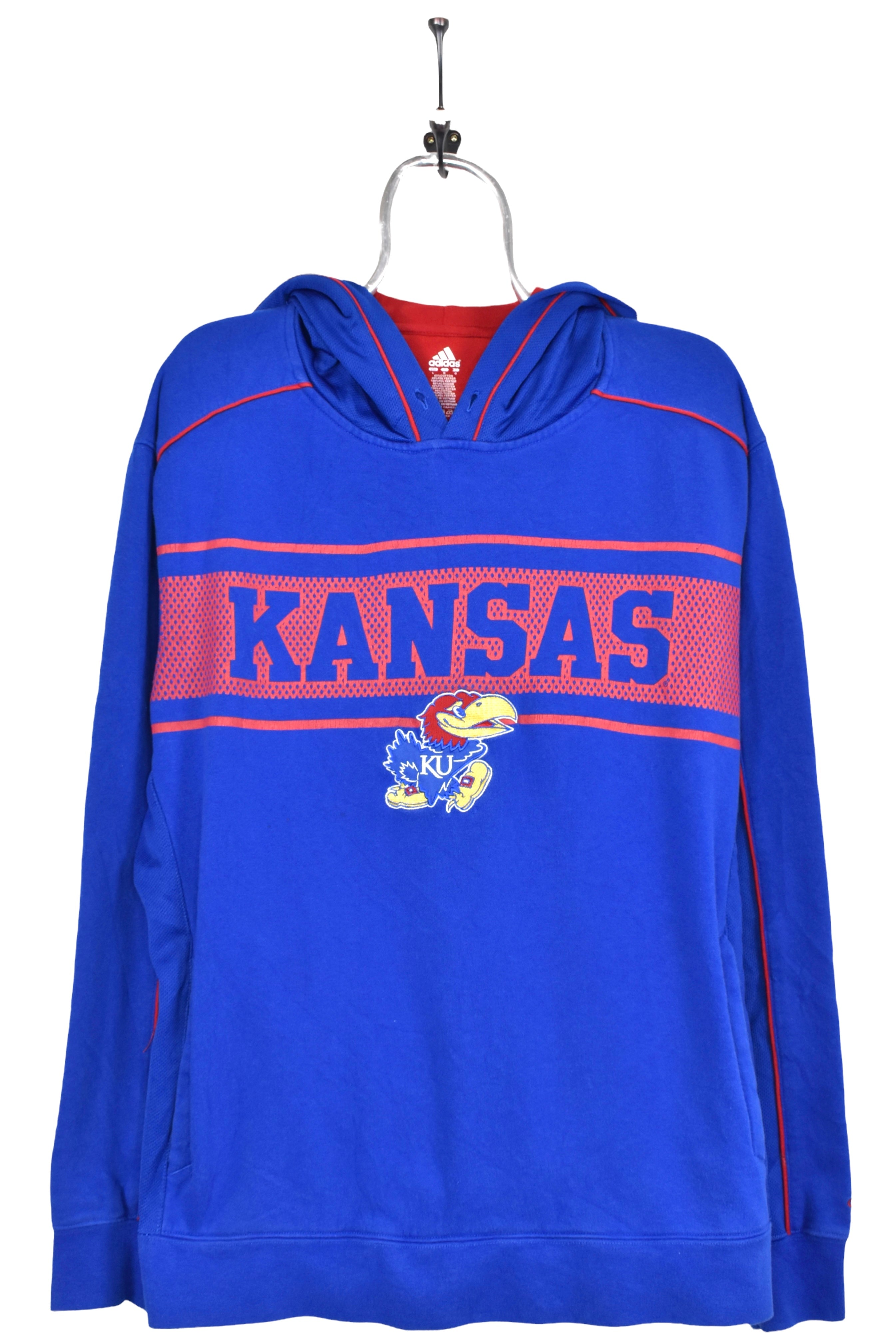 Modern University of Kansas hoodie, blue embroidered sweatshirt - AU Large COLLEGE