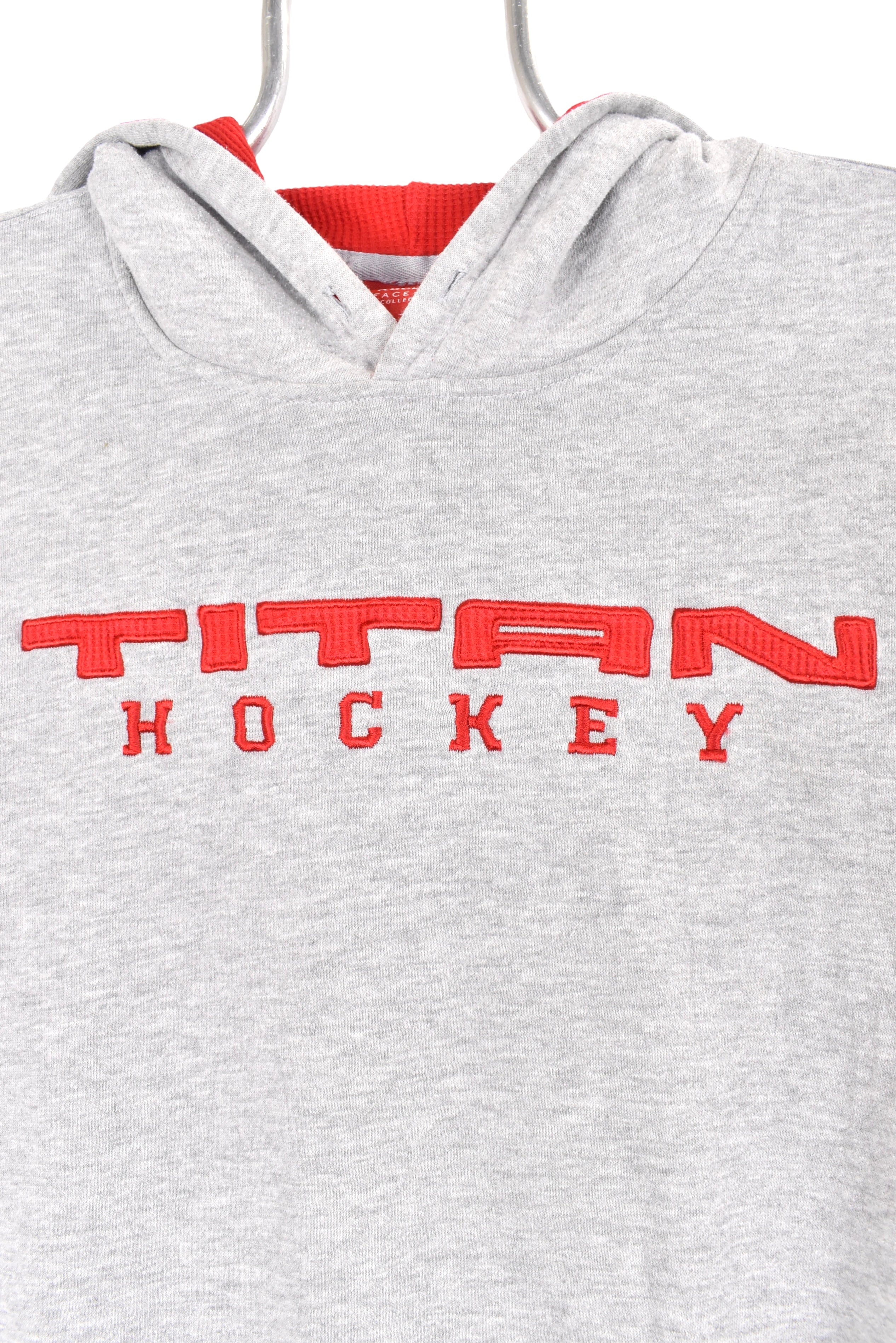 Vintage Titan hockey hoodie, Canadian grey embroidered sweatshirt - AU Medium PRO SPORT