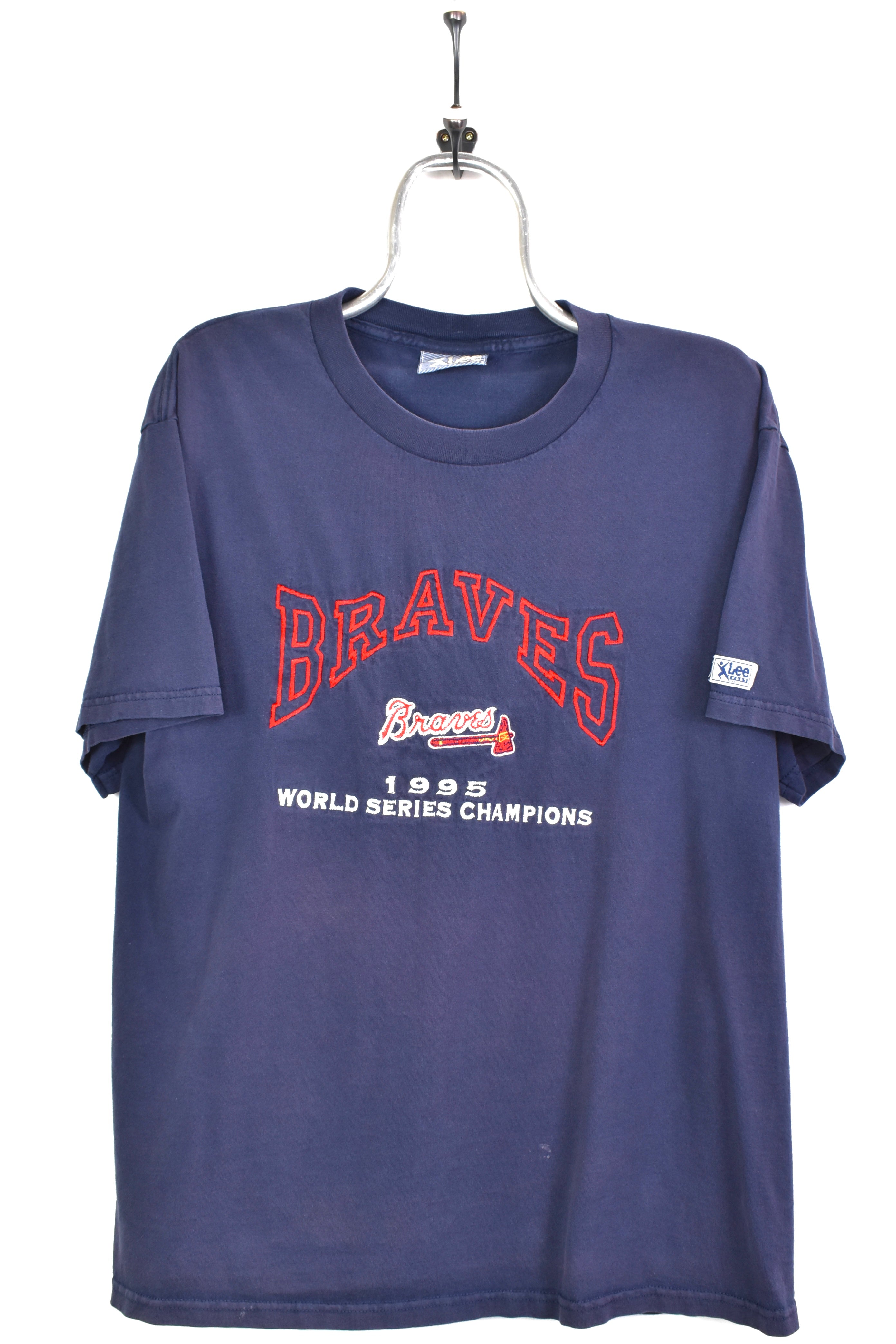 Vintage 1995 MLB Atlanta Braves embroidered navy T-Shirt | Medium PRO SPORT